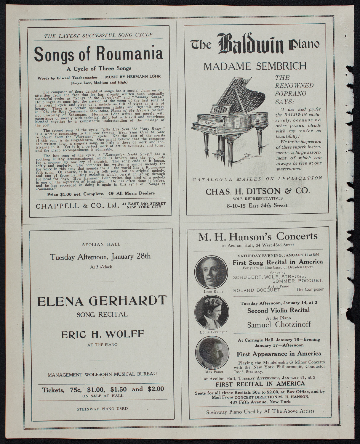 Marcella Sembrich, Soprano, January 2, 1913, program page 12