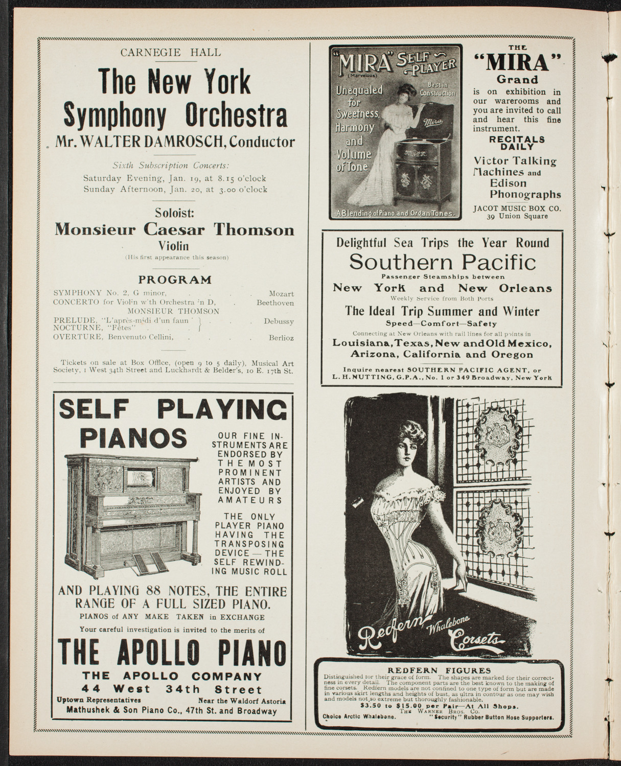 Mieczyslaw Horszowski, Piano, January 6, 1907, program page 2