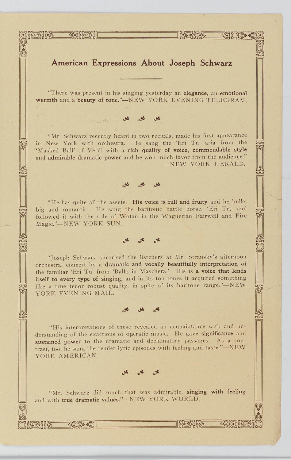 Joseph Schwarz, as part of Jewish Teachers' Seminary Concert, February 26, 1922