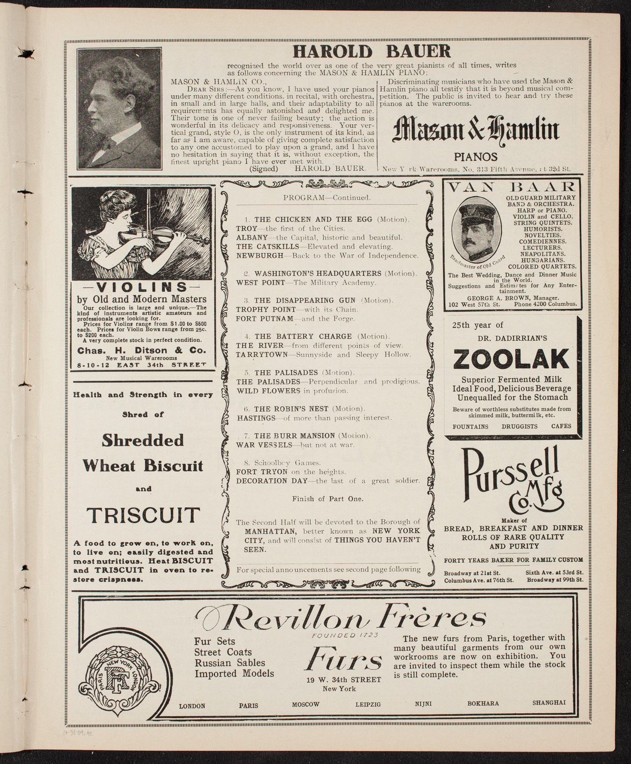 Lecture by R.G. Knowles, October 31, 1909, program page 7