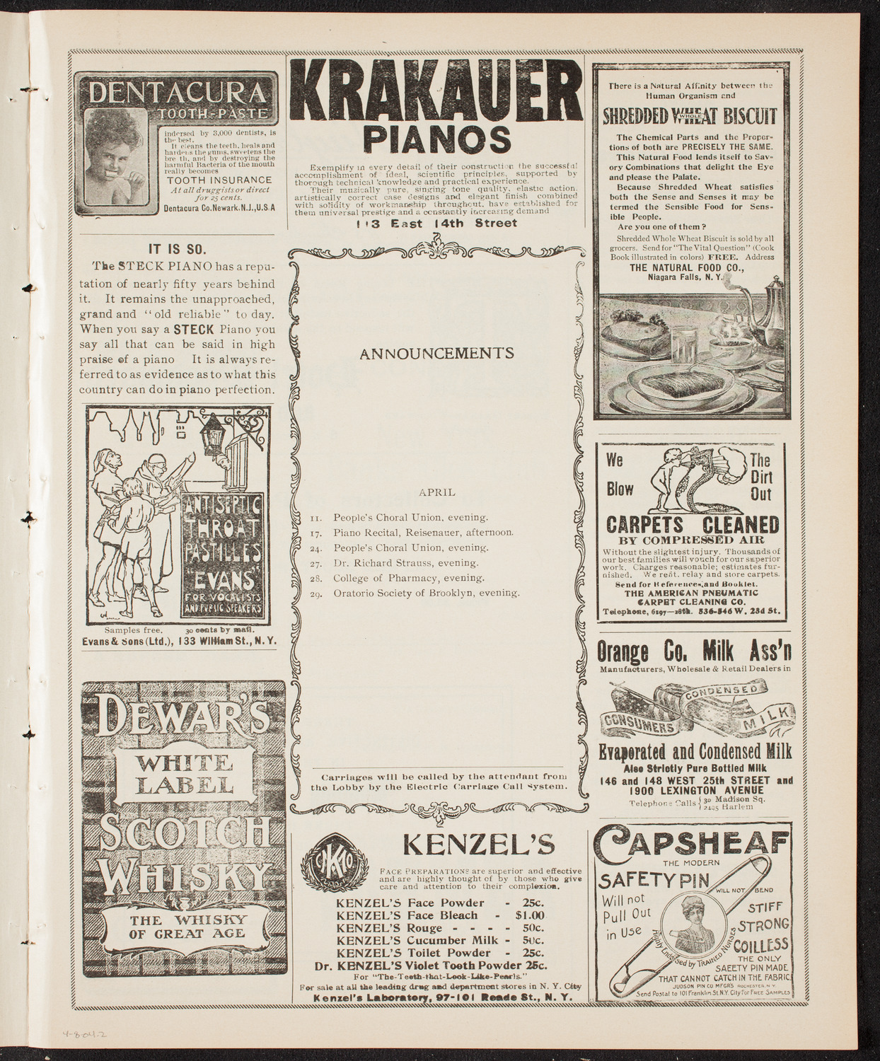 New York Banks' Glee Club, April 8, 1904, program page 3