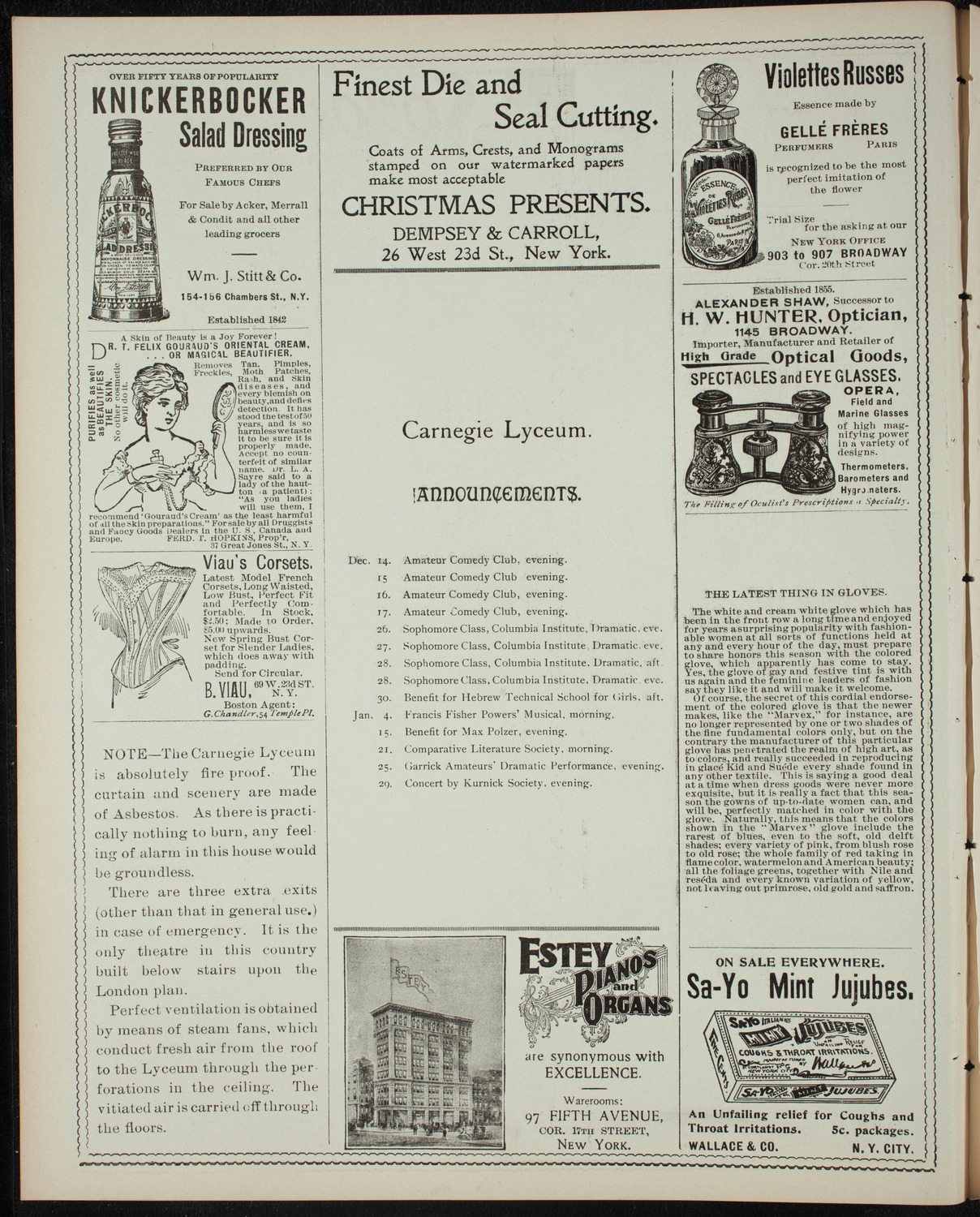 Cercle Choral et Dramatique Francais "La Cigale", December 10, 1898, program page 2