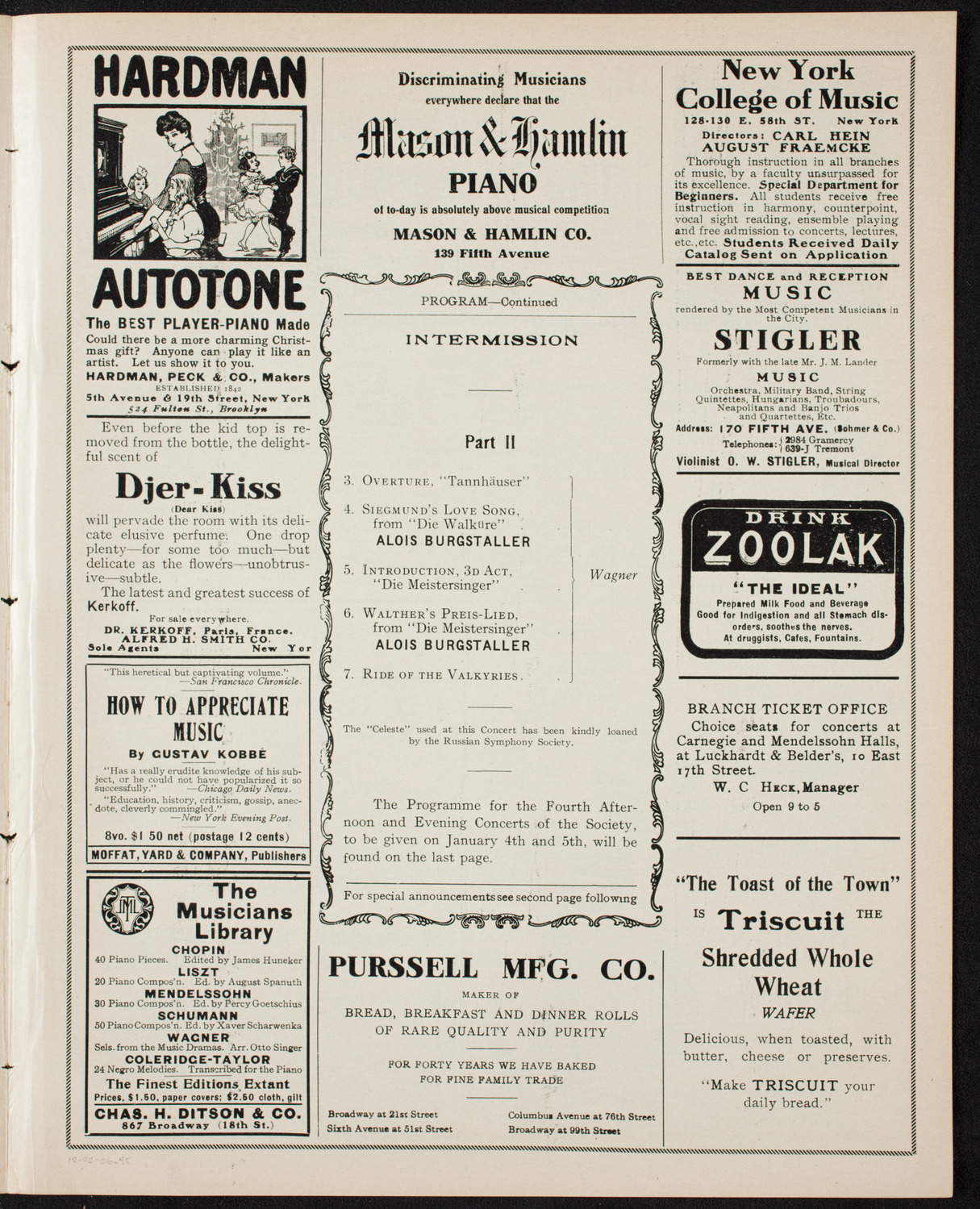 New York Philharmonic, December 22, 1906, program page 7