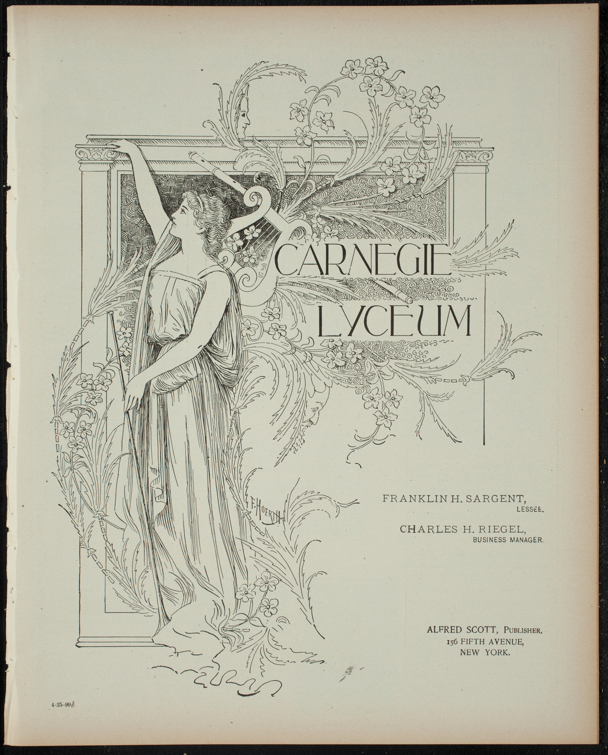 W. Legrand Howland Musicale, April 25, 1899, program page 1