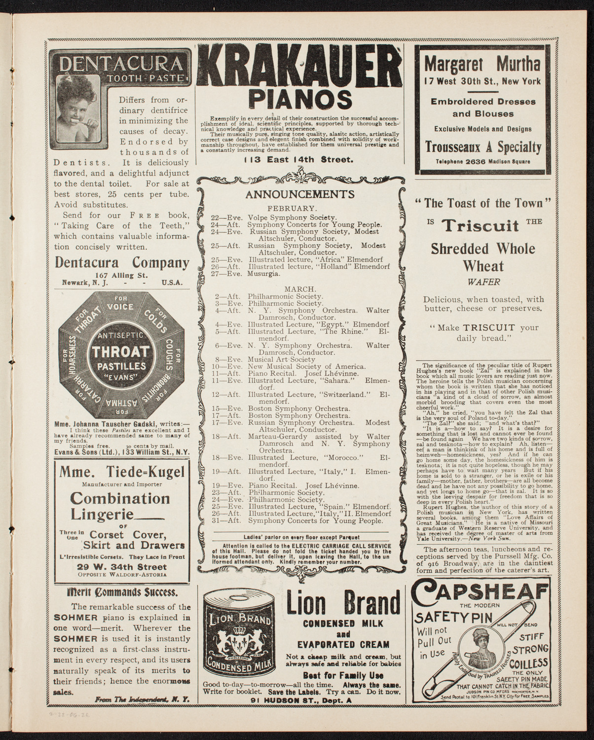 Emma Calvé, Soprano, and Her Company, February 22, 1906, program page 3