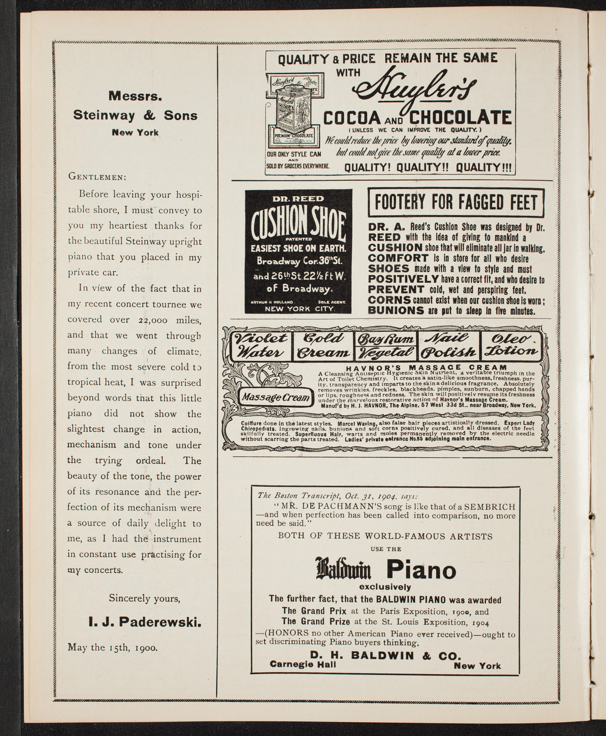 Josef Hofmann, Piano, and Fritz Kreisler, Violin, February 12, 1905, program page 4