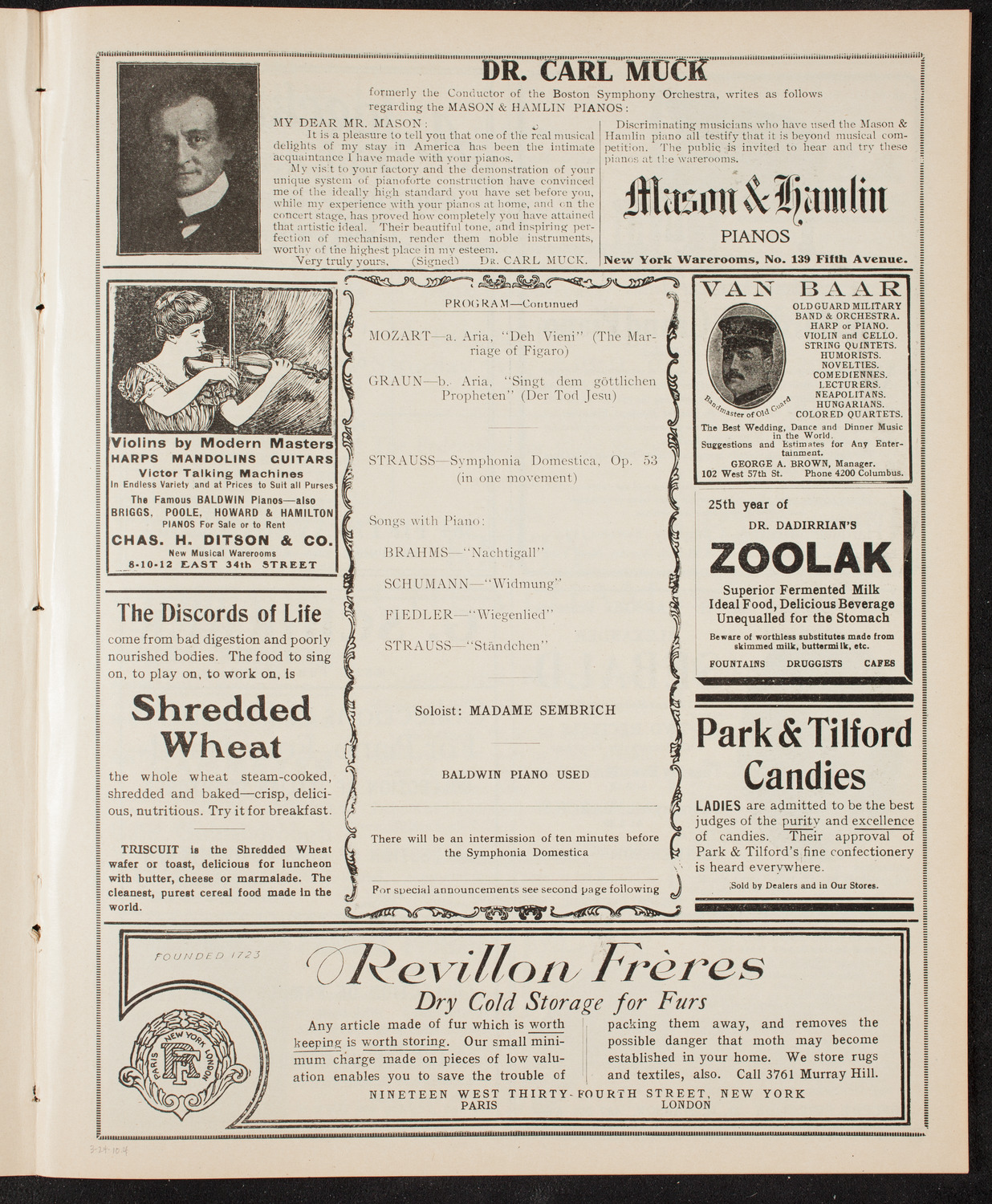 Boston Symphony Orchestra, March 24, 1910, program page 7