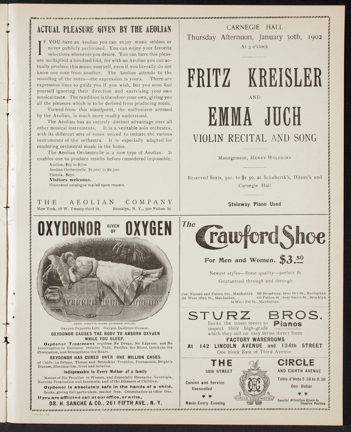 Eduard Zeldenrust, Piano, January 19, 1902, program page 9