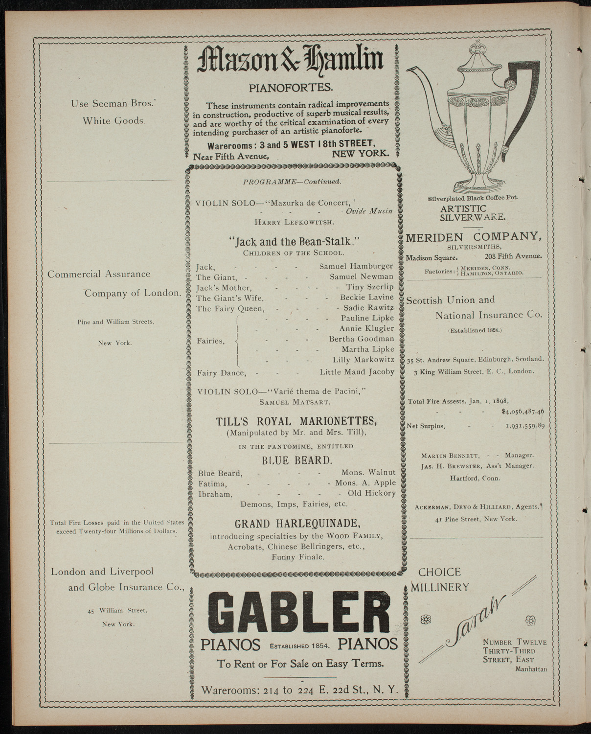 Benefit: Hebrew Technical School for Girls, December 30, 1898, program page 6