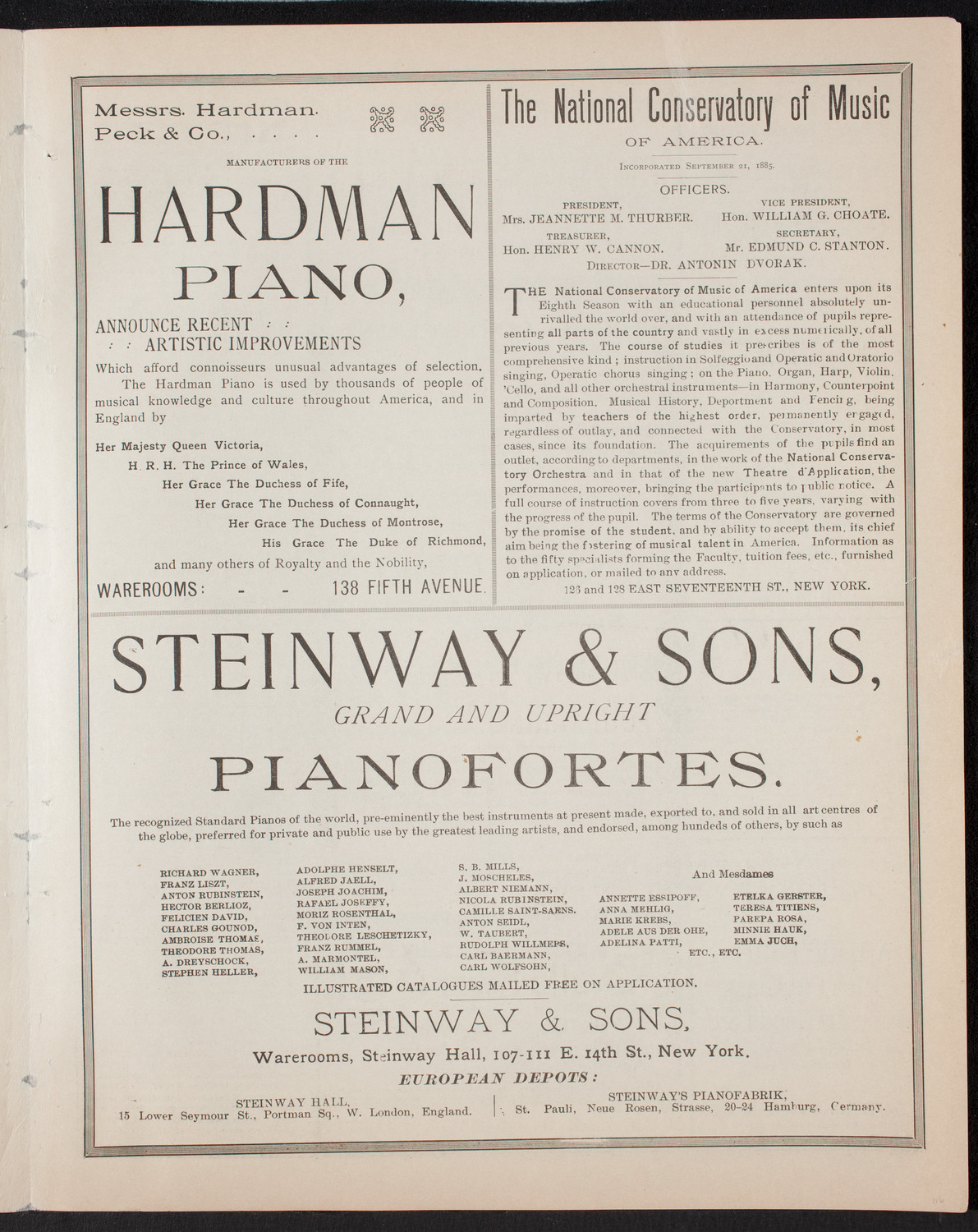 Damrosch Sunday Concert, November 27, 1892, program page 5
