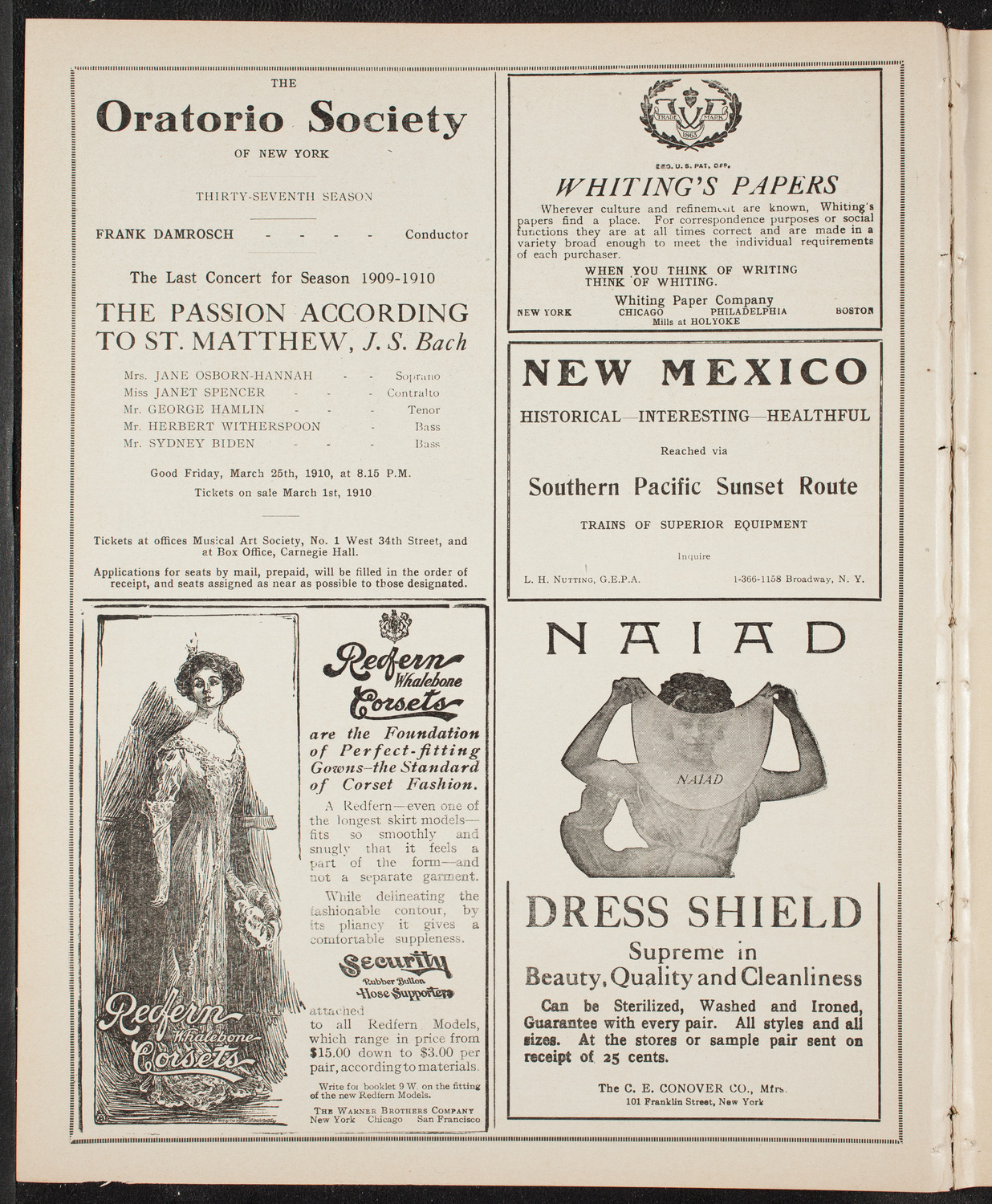 New York Philharmonic, March 6, 1910, program page 2
