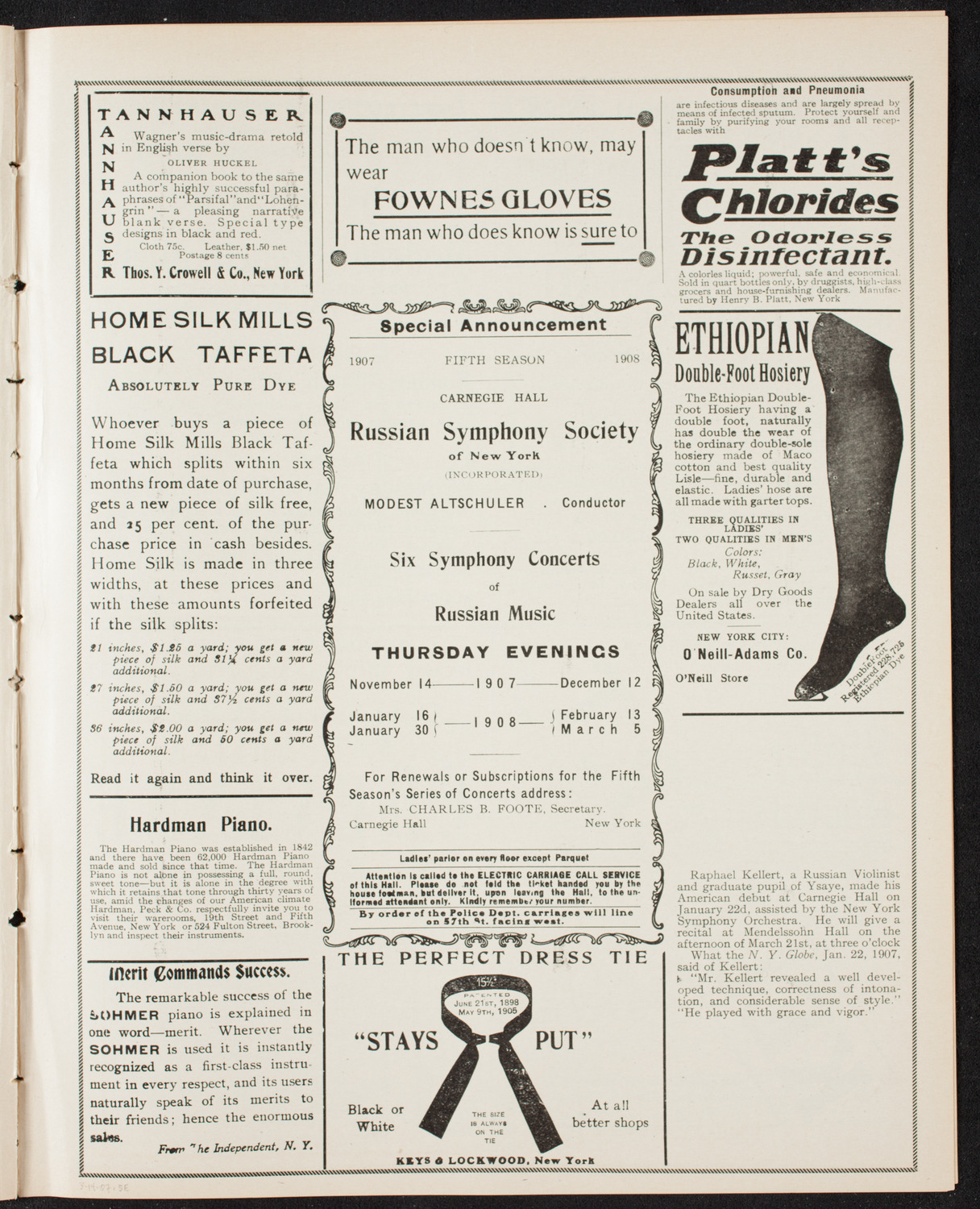 Russian Symphony Society of New York, March 14, 1907, program page 9