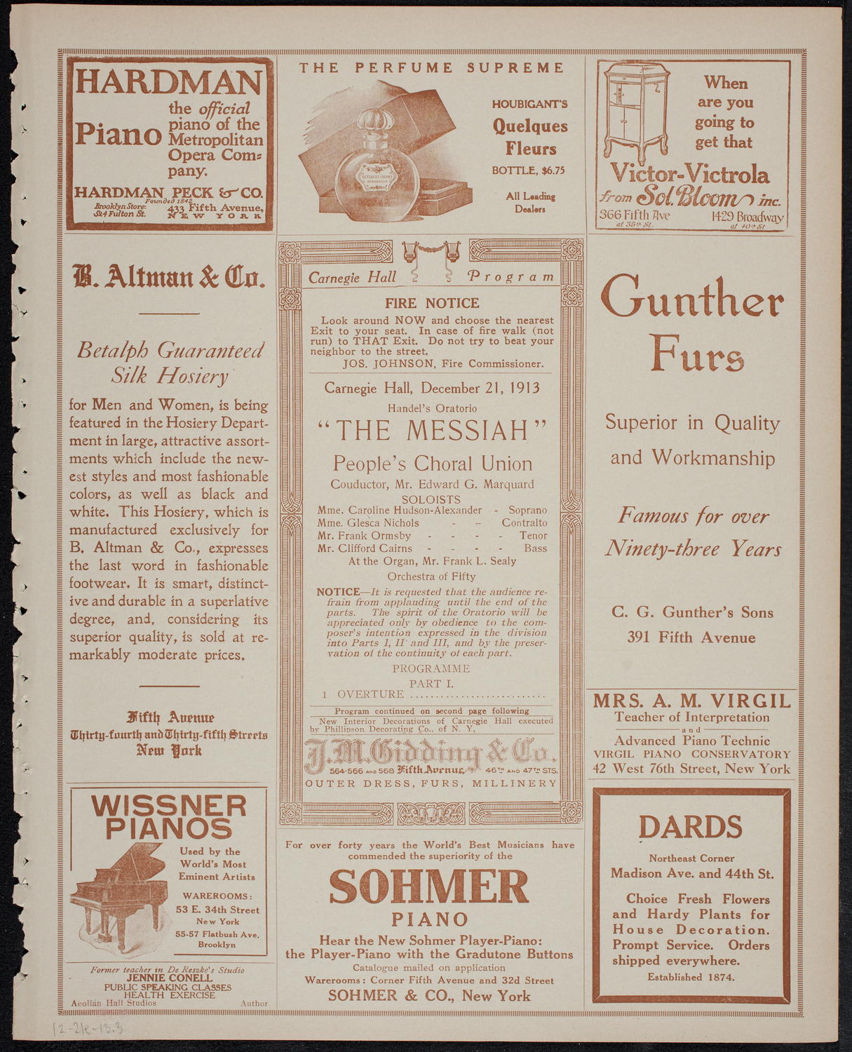 People's Choral Union, December 21, 1913, program page 5