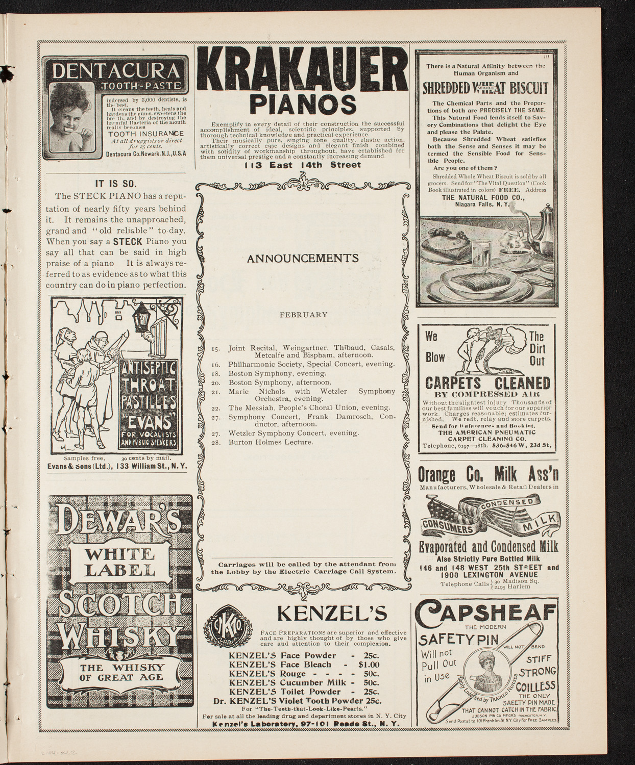 New York Symphony Orchestra, February 14, 1904, program page 3
