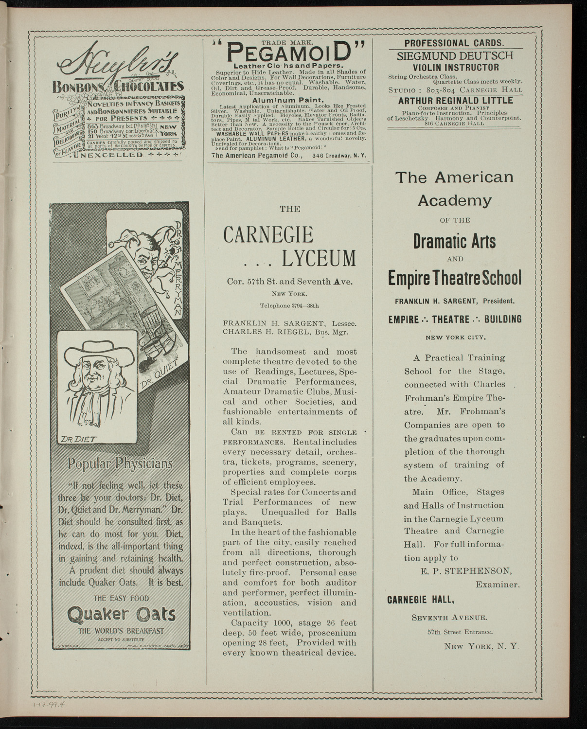 Elmendorf Lecture: The Santiago Campaign and Destruction of Cervera's Fleet (Benefit: Union Settlement), January 17, 1899, program page 5