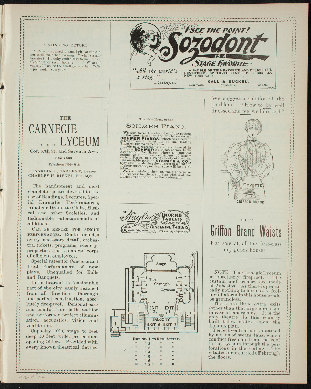 Comparative Literature Society Saturday Morning Conference, April 2, 1898, program page 3