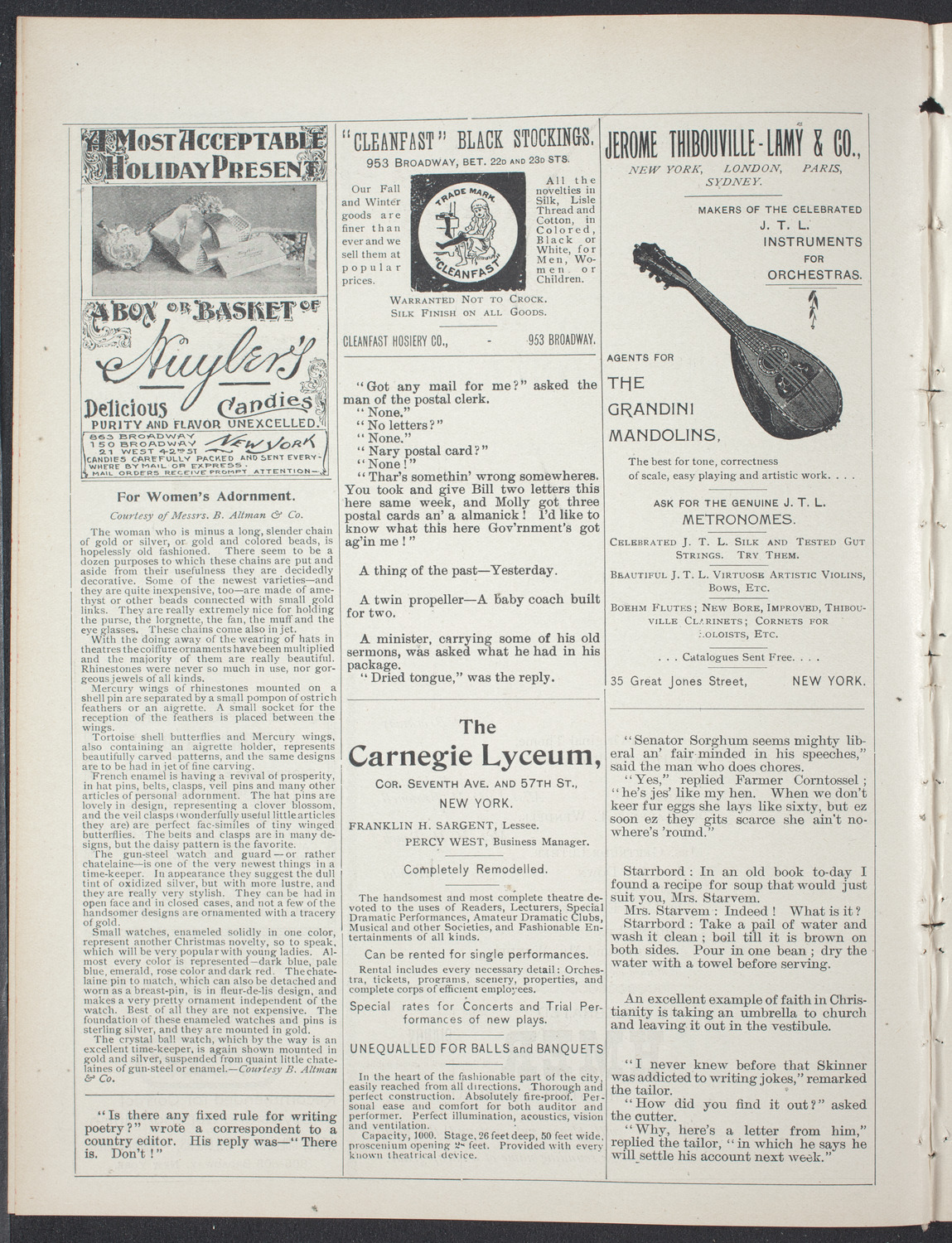 Opening Concert to Introduce Clarence T. Wendell, December 16, 1896, program page 4