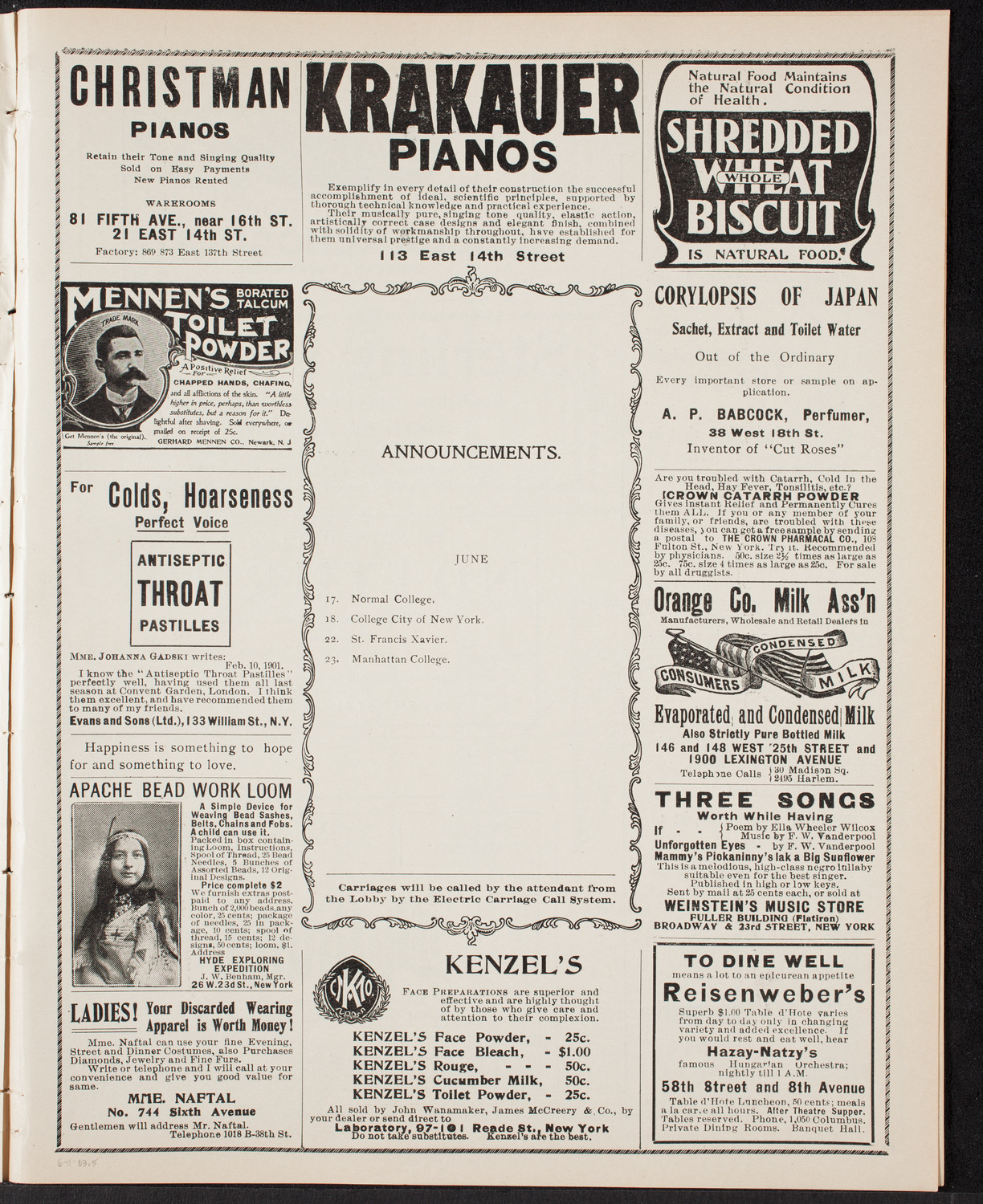 Graduation: New York Law School, June 11, 1903, program page 9
