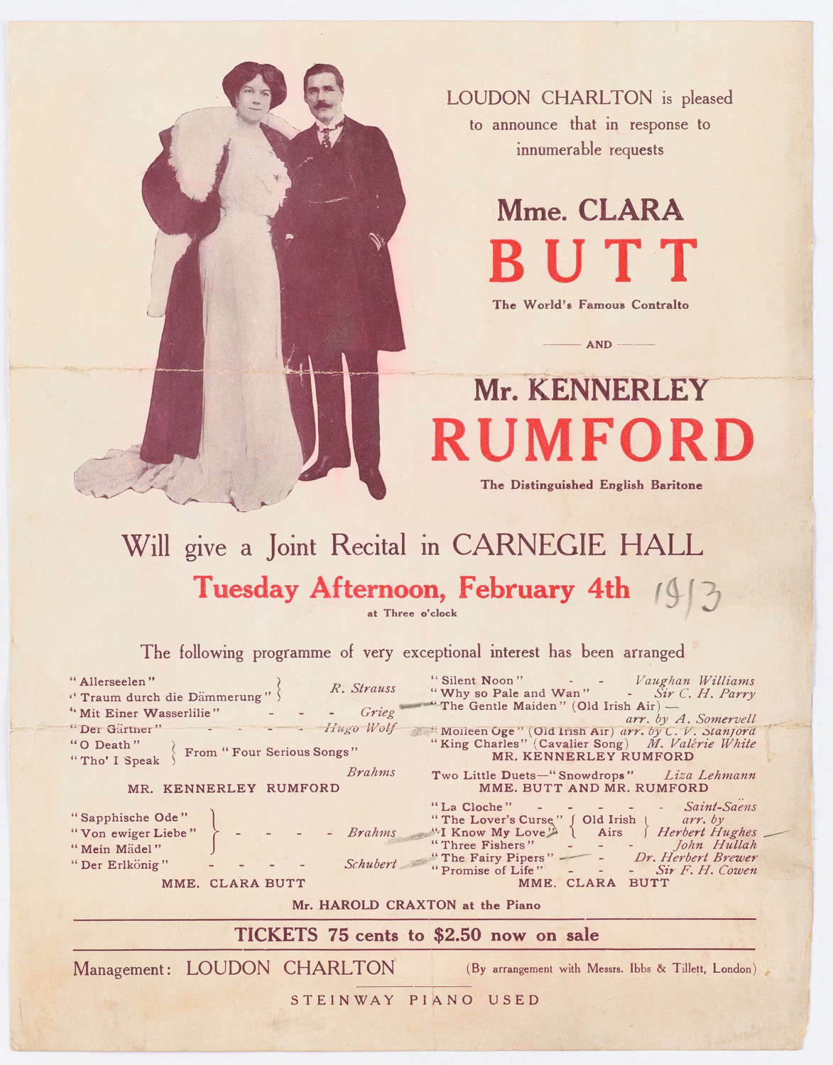 Clara Butt and Kennerley Rumford, February 4, 1913