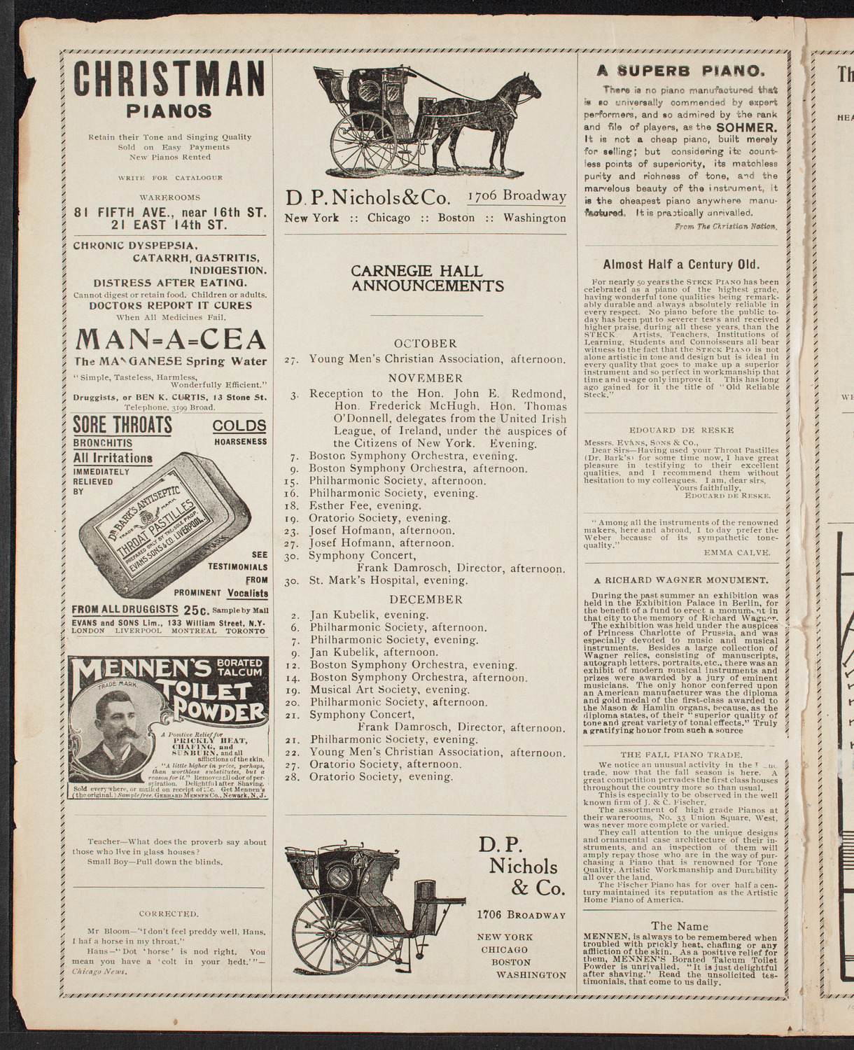 Metropolitan Street Railway Association Vaudeville Program, October 5, 1901, program page 2