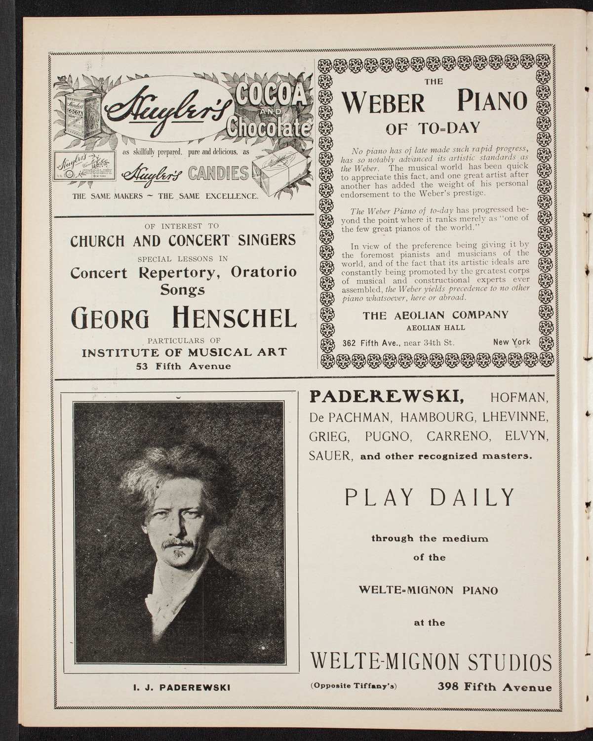 New York College of Music and New York German Conservatory of Music Faculty Concert with Orchestra, November 3, 1907, program page 6