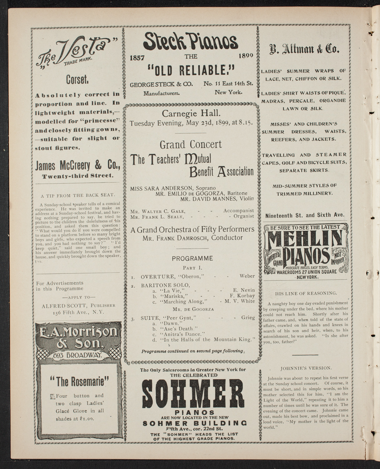 Benefit: Teachers' Mutual Benefit Association, May 23, 1899, program page 4