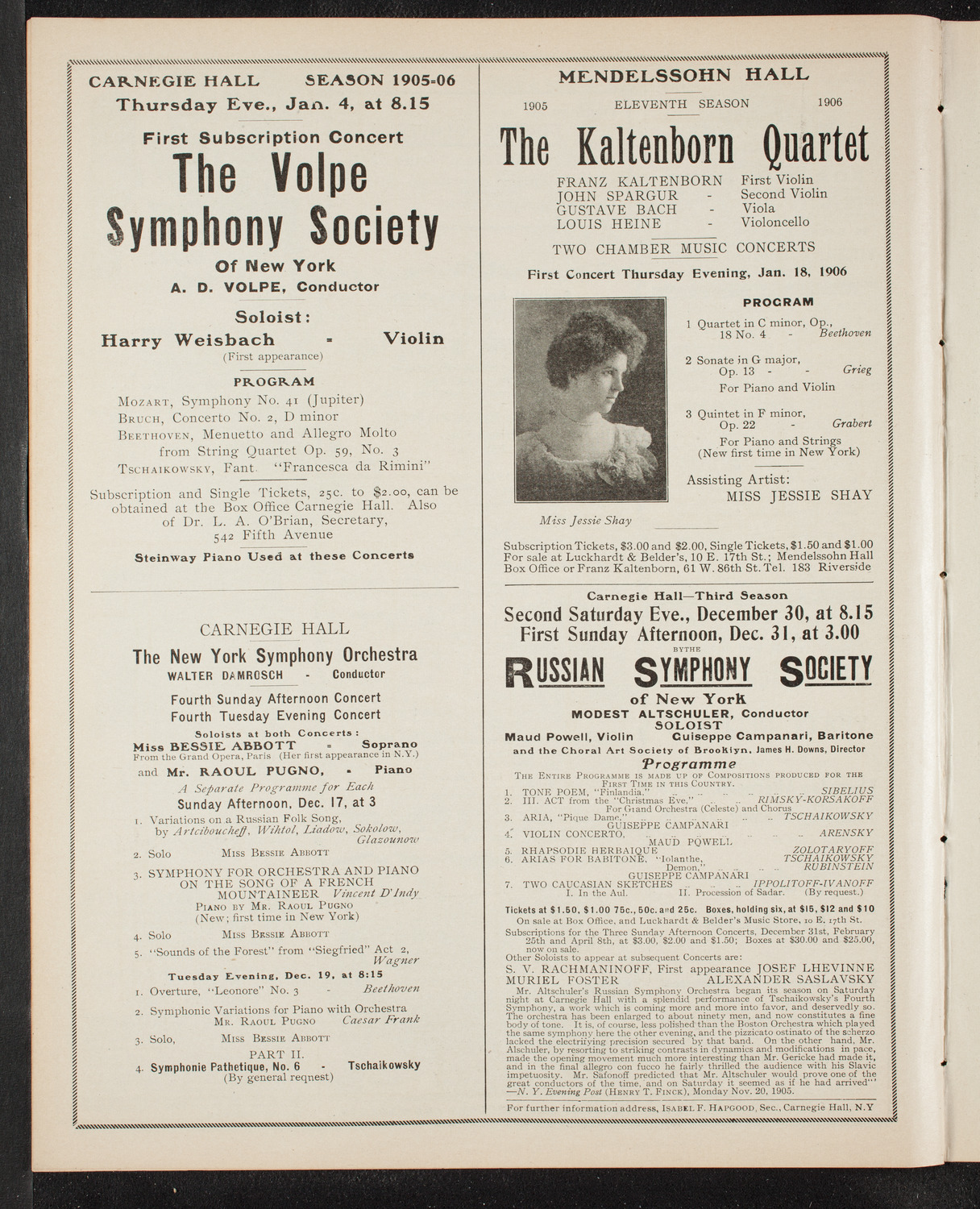 New York Philharmonic, December 15, 1905, program page 10