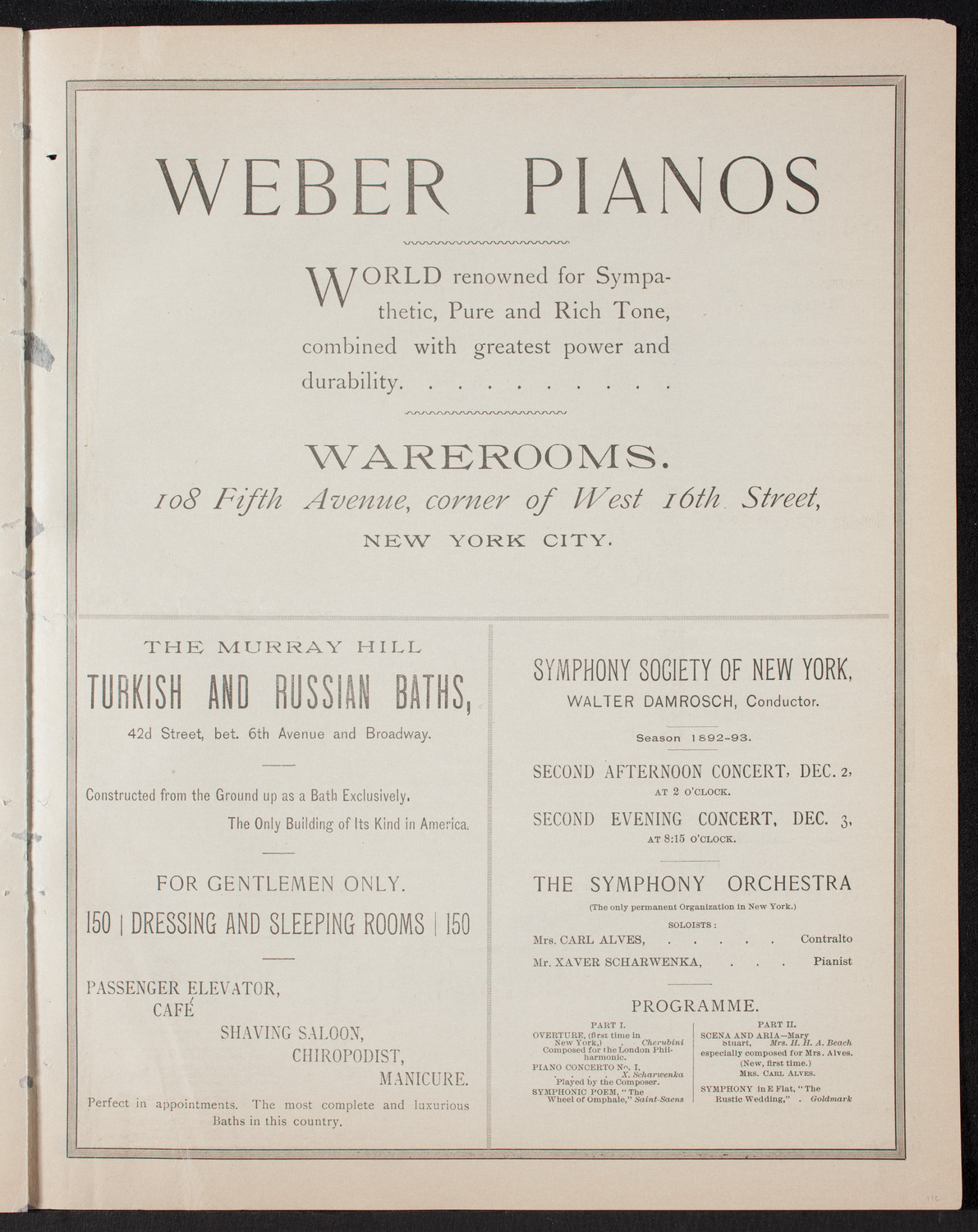 Damrosch Sunday Concert, November 27, 1892, program page 7