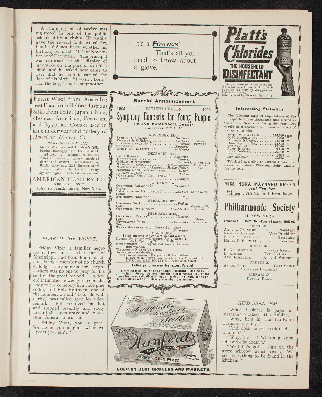 Boston Symphony Orchestra, November 11, 1905, program page 9