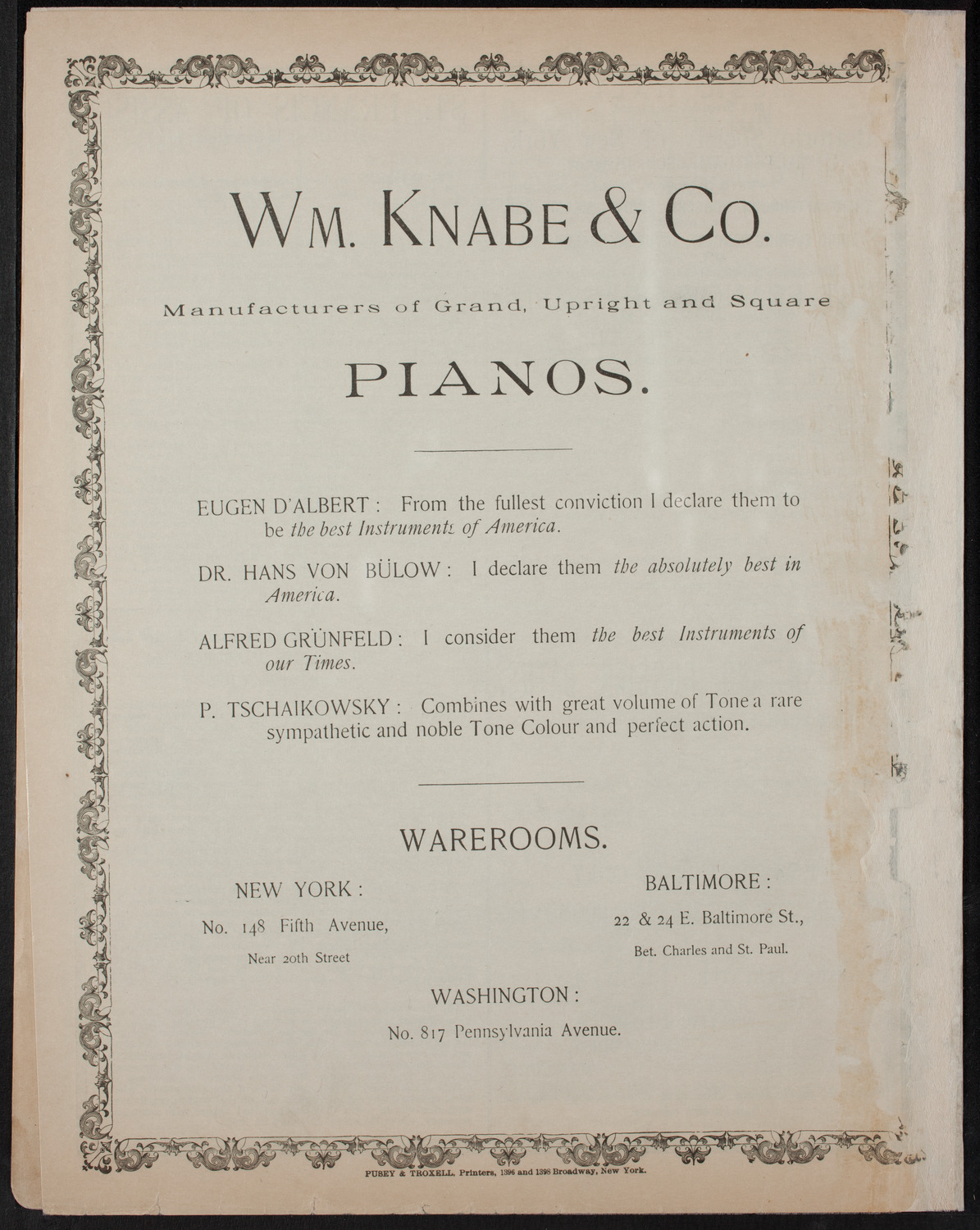 Benefit: Workingman's School and District Nursing Department, March 8, 1893, program page 12