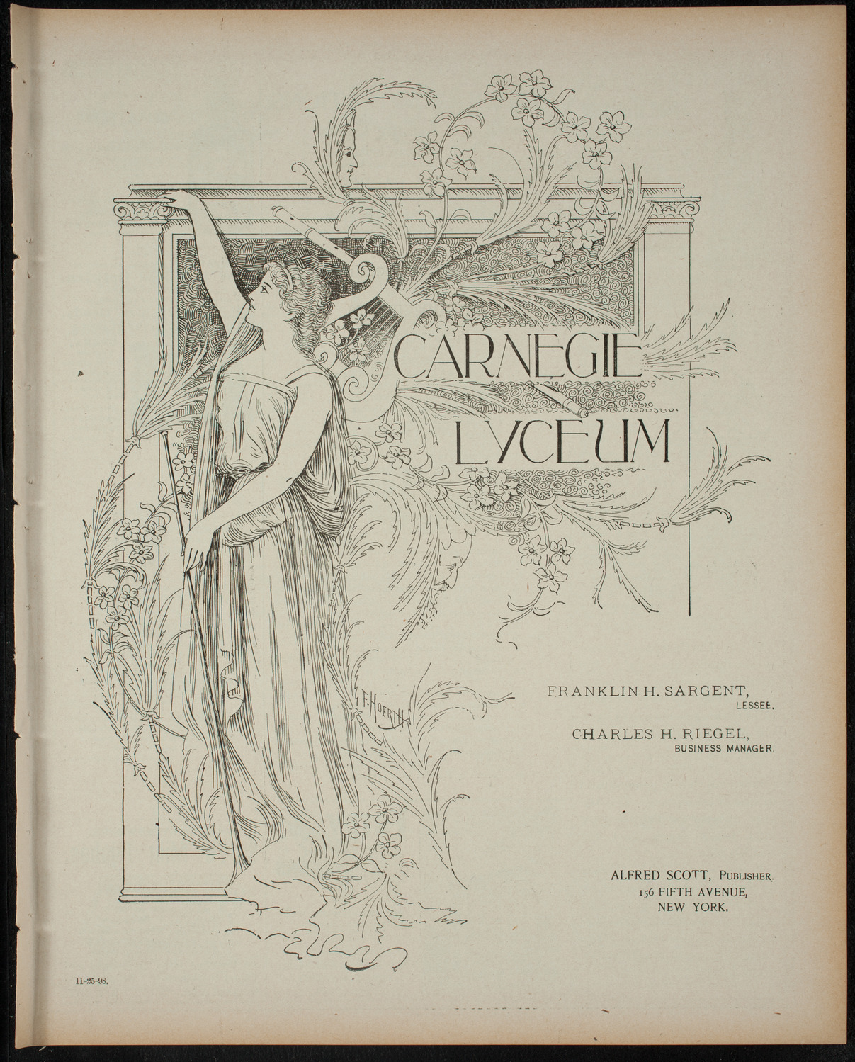Shakespeare Recital: The Tempest, November 25, 1898, program page 1