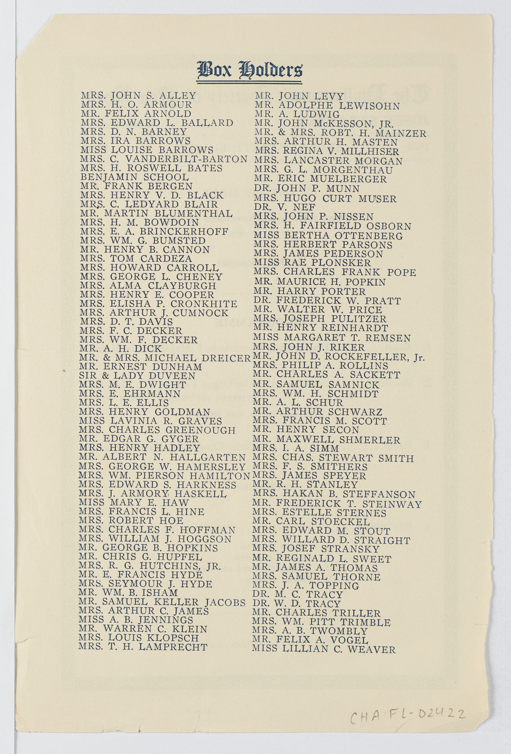 New York Philharmonic, November 12, 1920