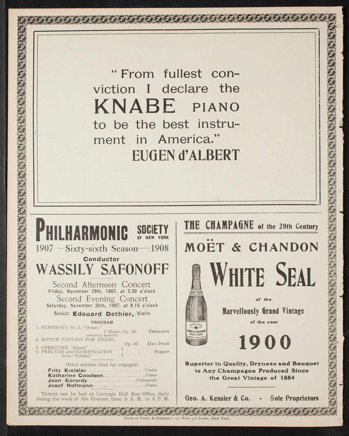 New York Symphony Orchestra, November 24, 1907, program page 12