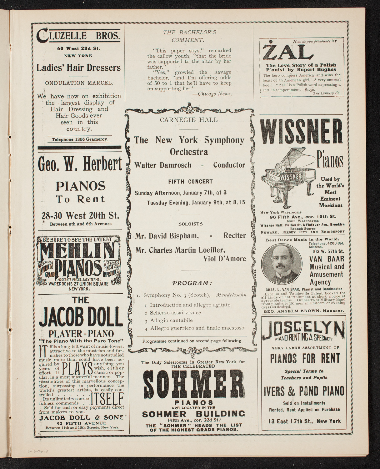 New York Symphony Orchestra, January 7, 1906, program page 5
