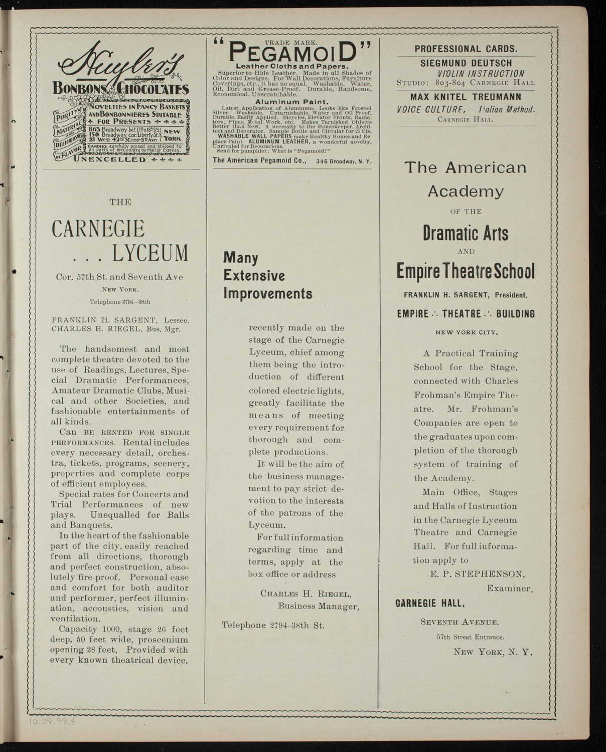 Shakespeare Recital by Marshall Darrach, October 28, 1898, program page 7