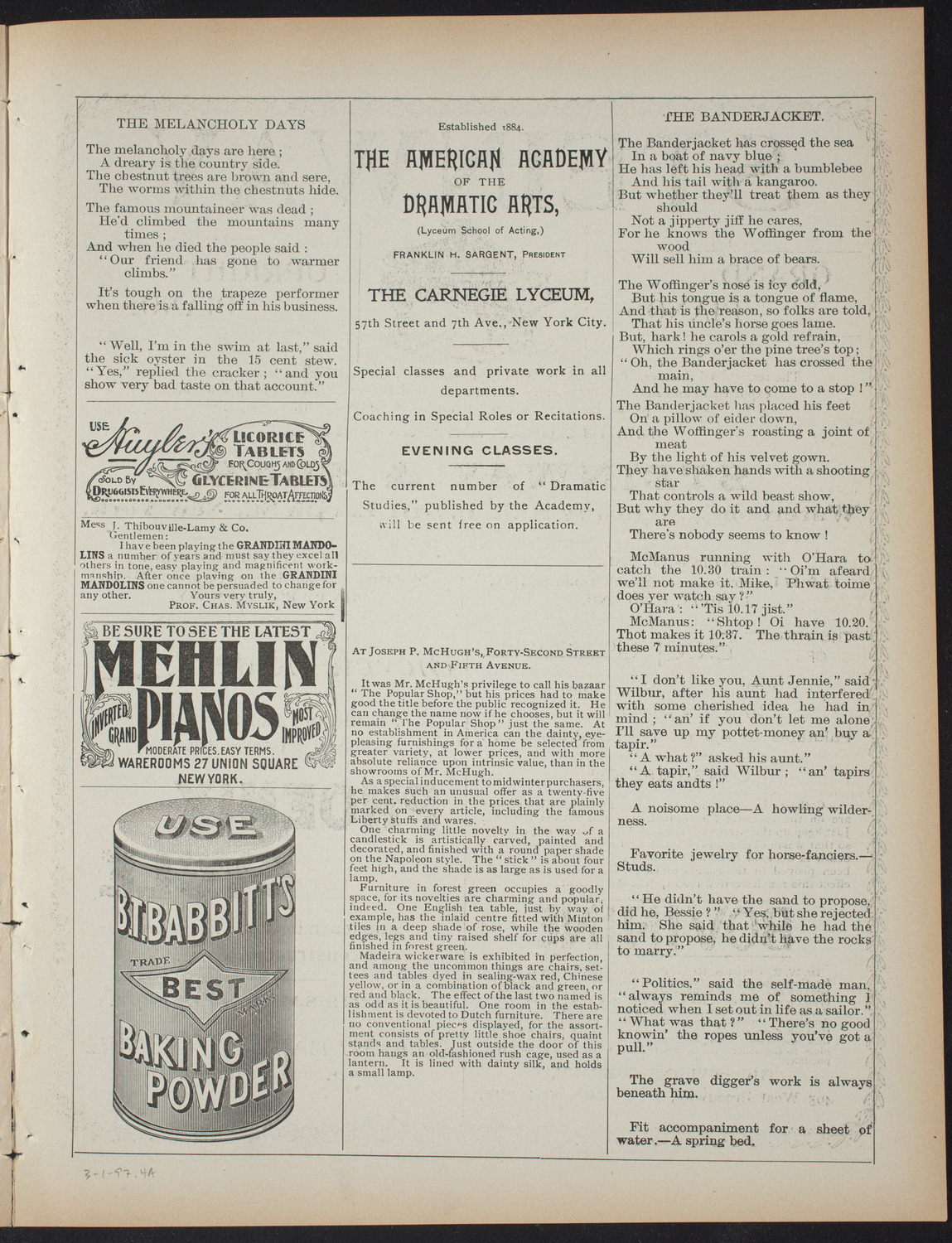 William H. Barber, March 1, 1897, program page 7