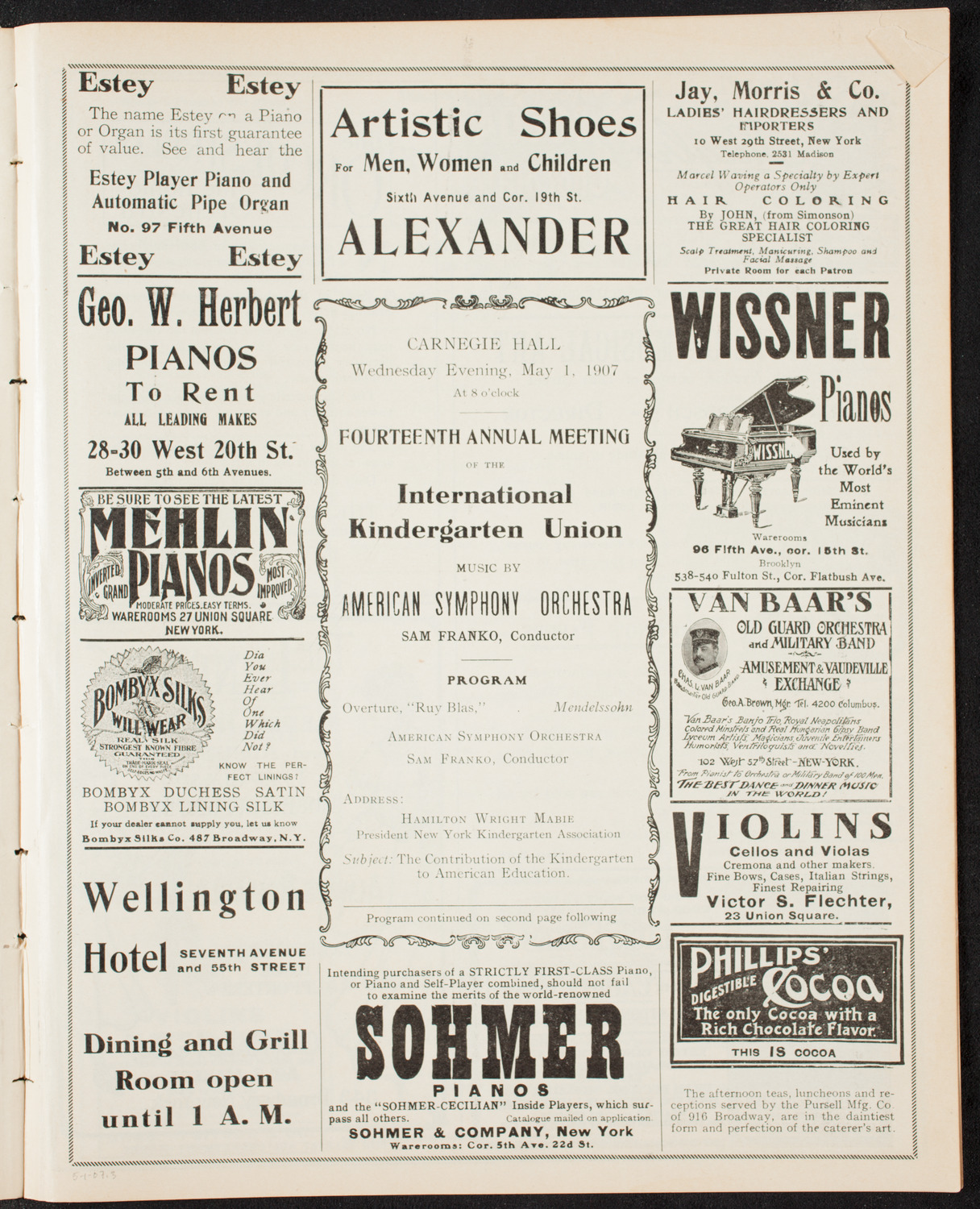 Meeting: International Kindergarten Union, May 1, 1907, program page 5