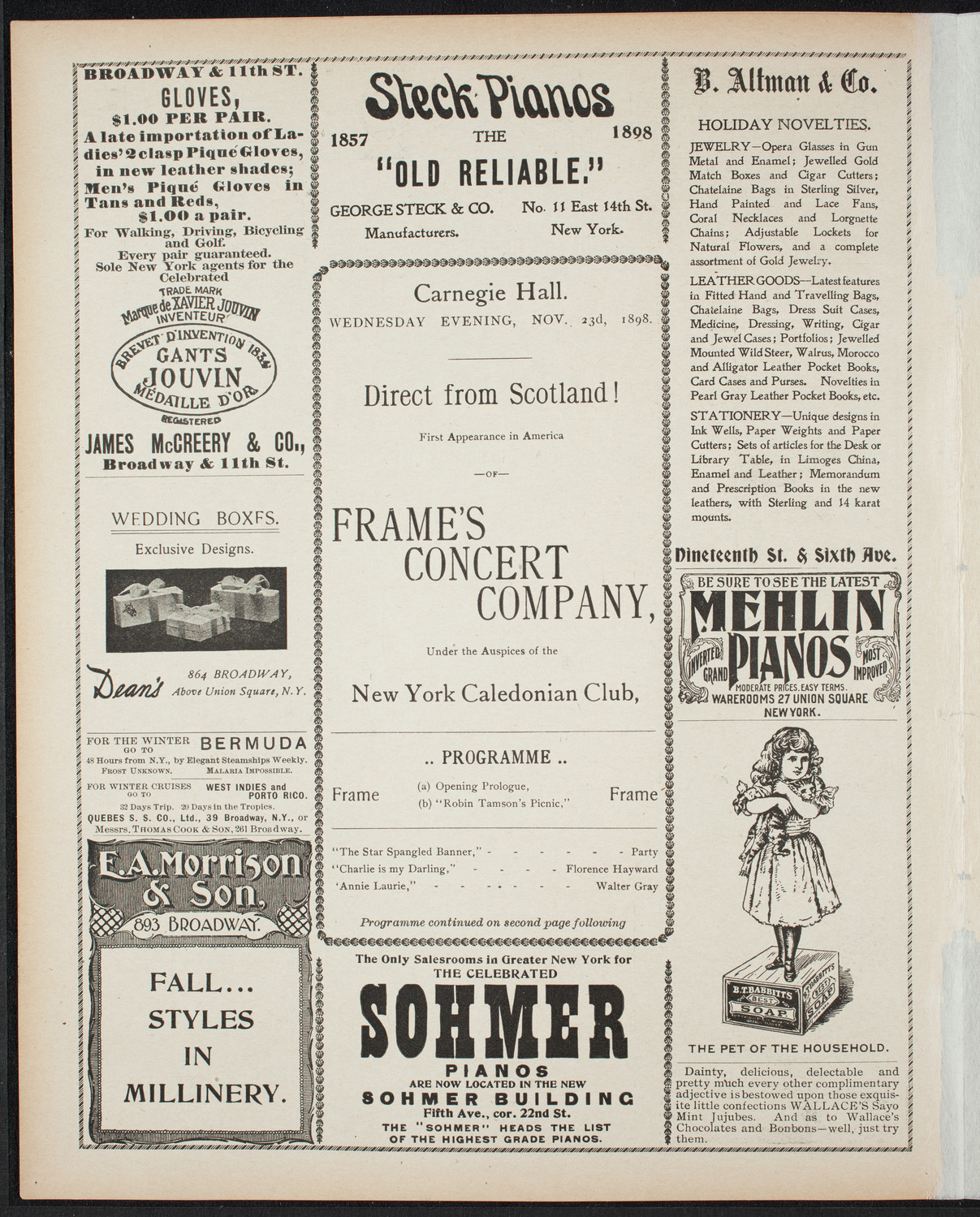 Frame's Concert Company, November 23, 1898, program page 4