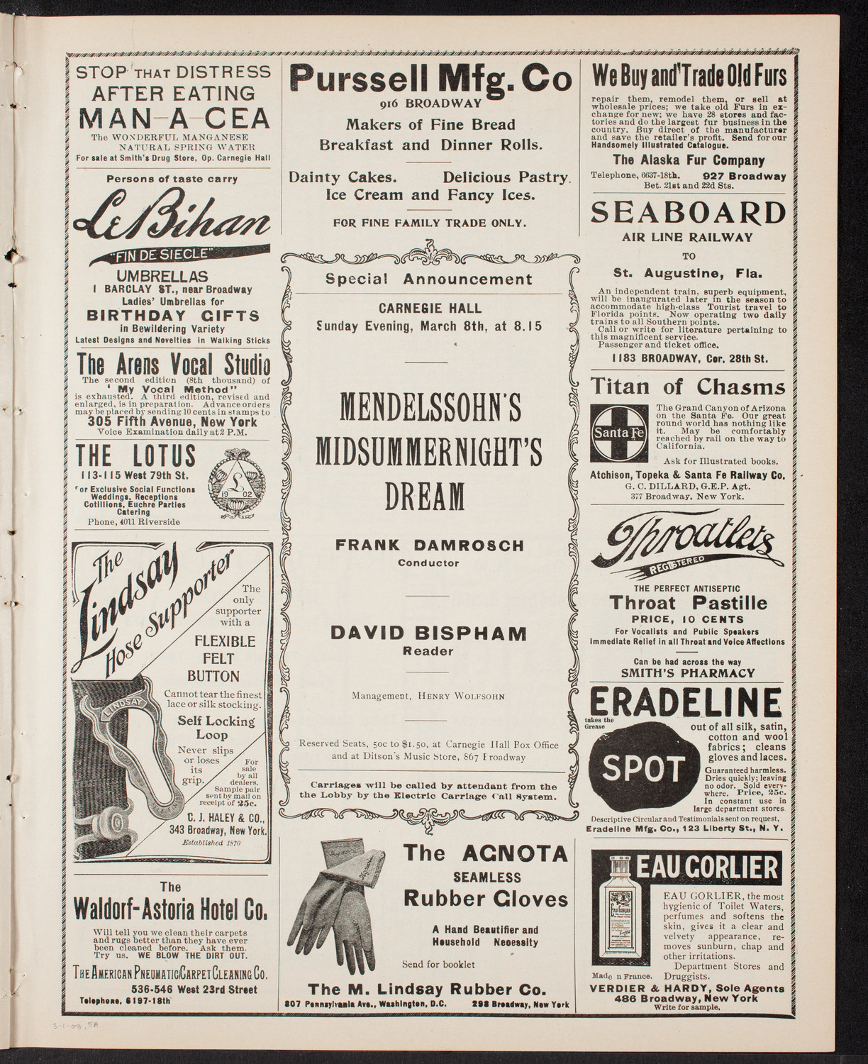 David Bispham, Baritone, March 1, 1903, program page 9