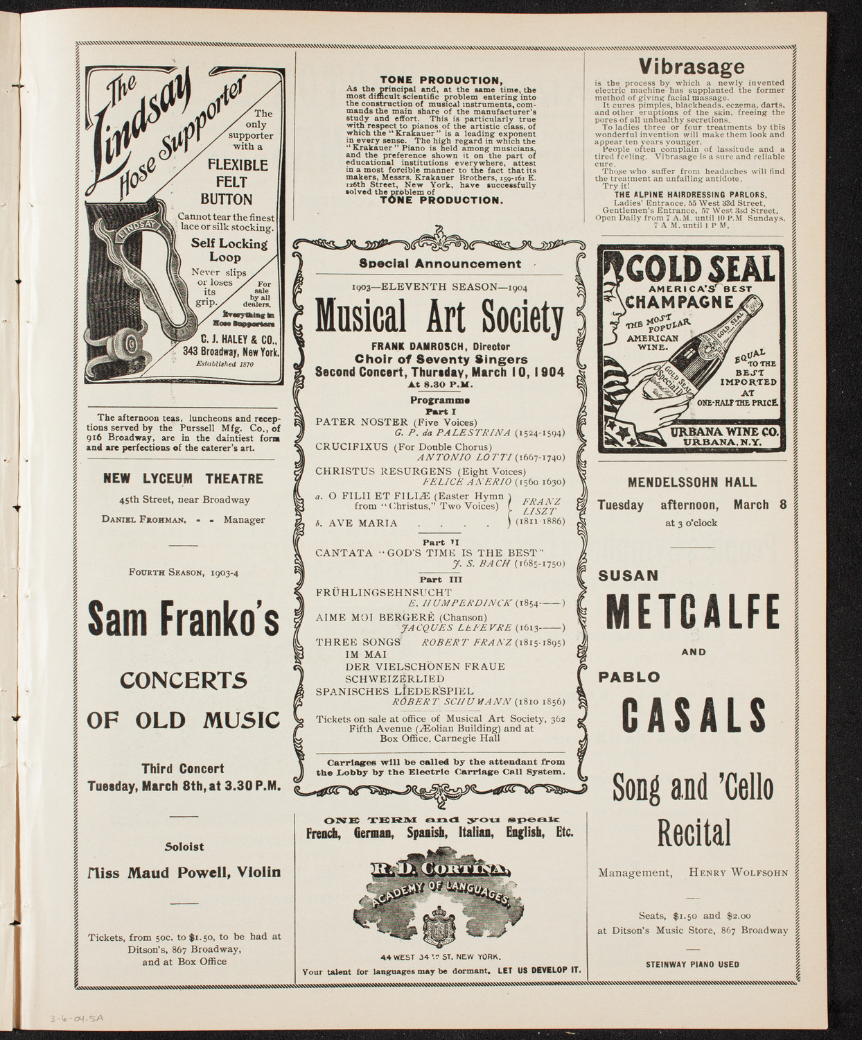 Lillian Nordica, Soprano, with the New York Symphony Orchestra, March 6, 1904, program page 9