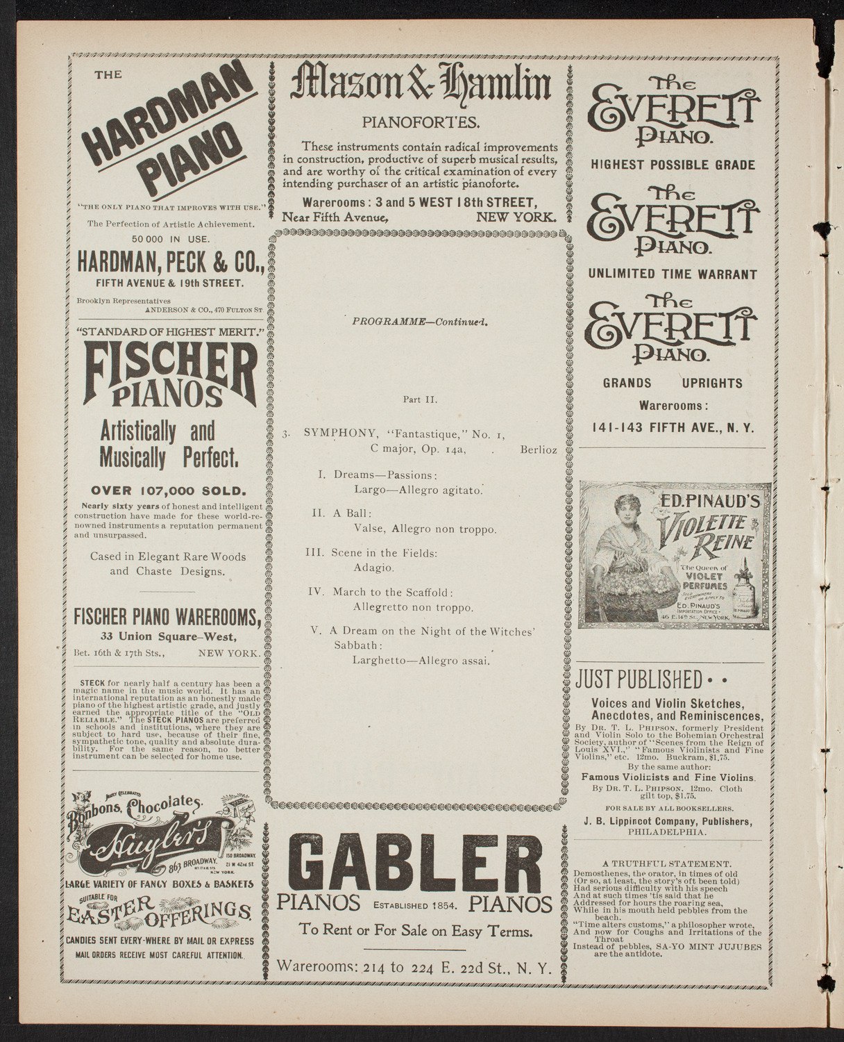 New York Philharmonic, March 17, 1899, program page 6