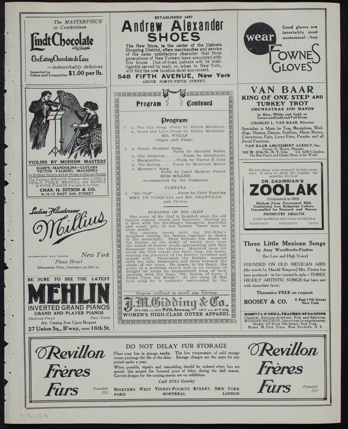 Compositions by Harriet Ware, April 18, 1913, program page 7