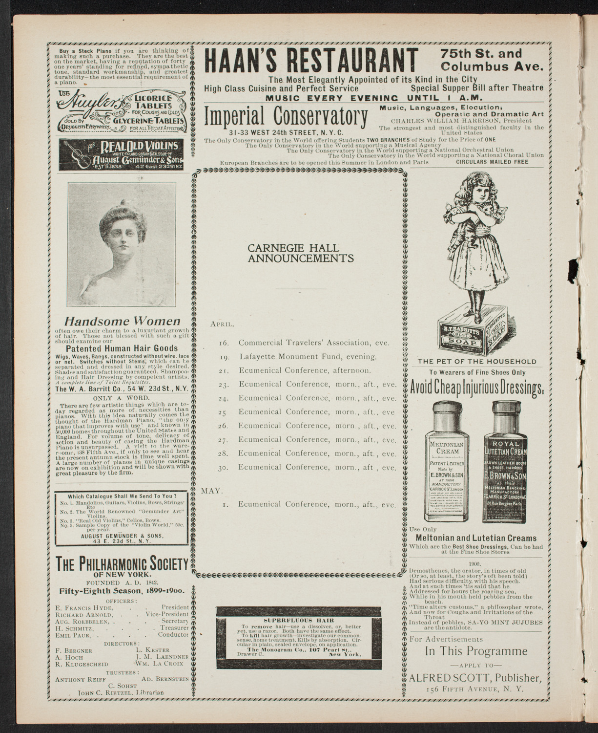 New York Philharmonic, April 7, 1900, program page 2