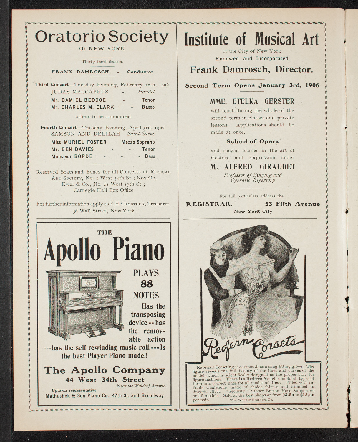 New York Philharmonic, January 6, 1906, program page 2