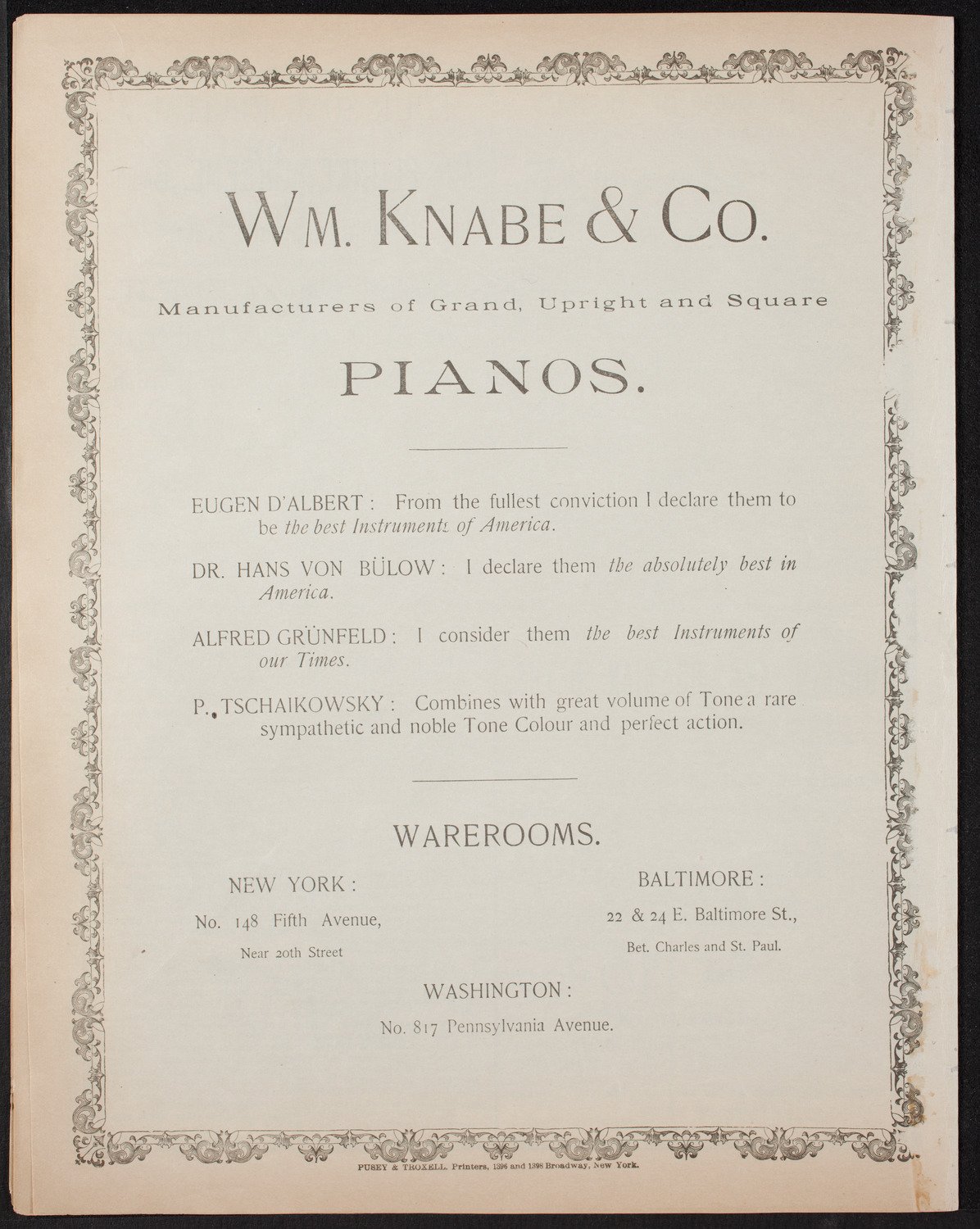 Ignacy Jan Paderewski, Piano, March 18, 1893, program page 8
