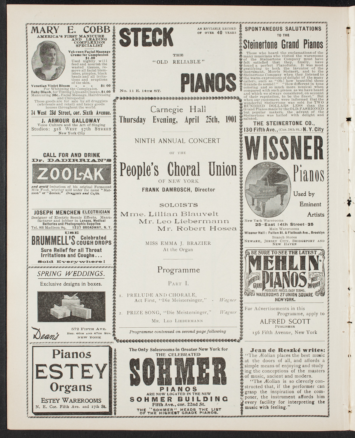 People's Choral Union, April 25, 1901, program page 4