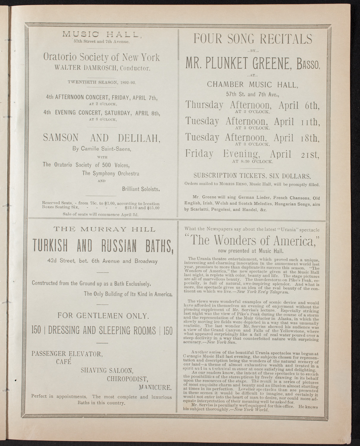 Oratorio Society of New York, March 18, 1893, program page 7