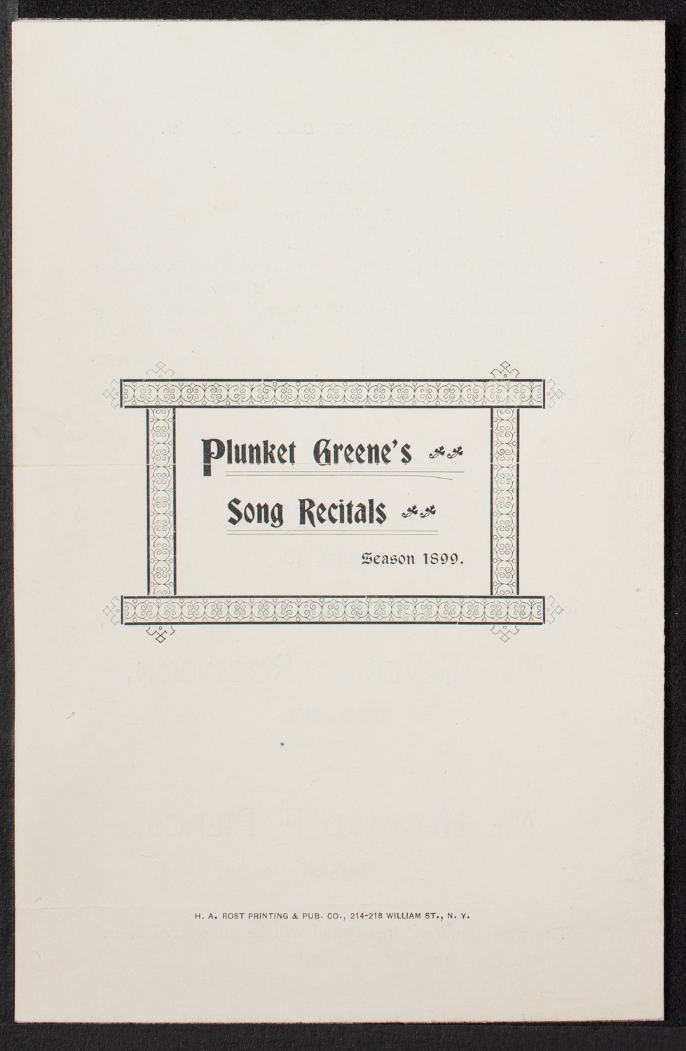 Plunket Greene, January 19, 1899, program page 4