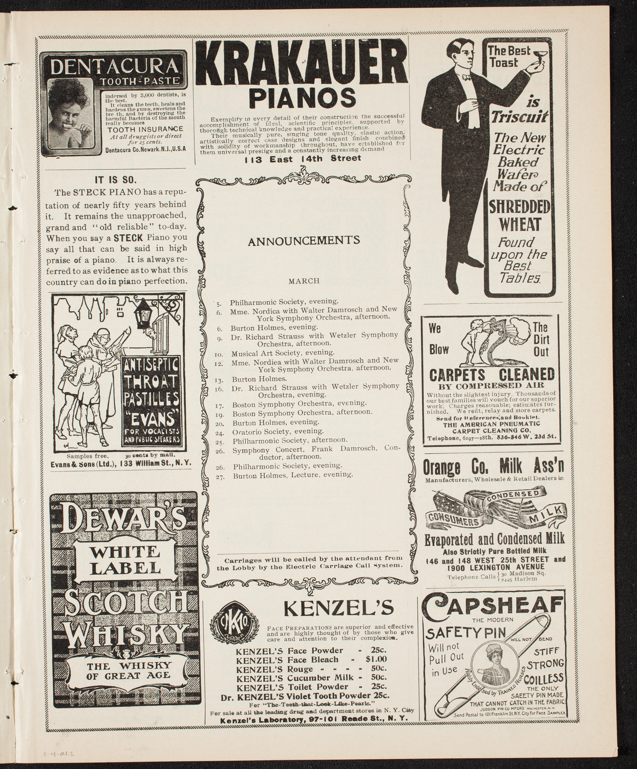 New York Philharmonic, March 4, 1904, program page 3