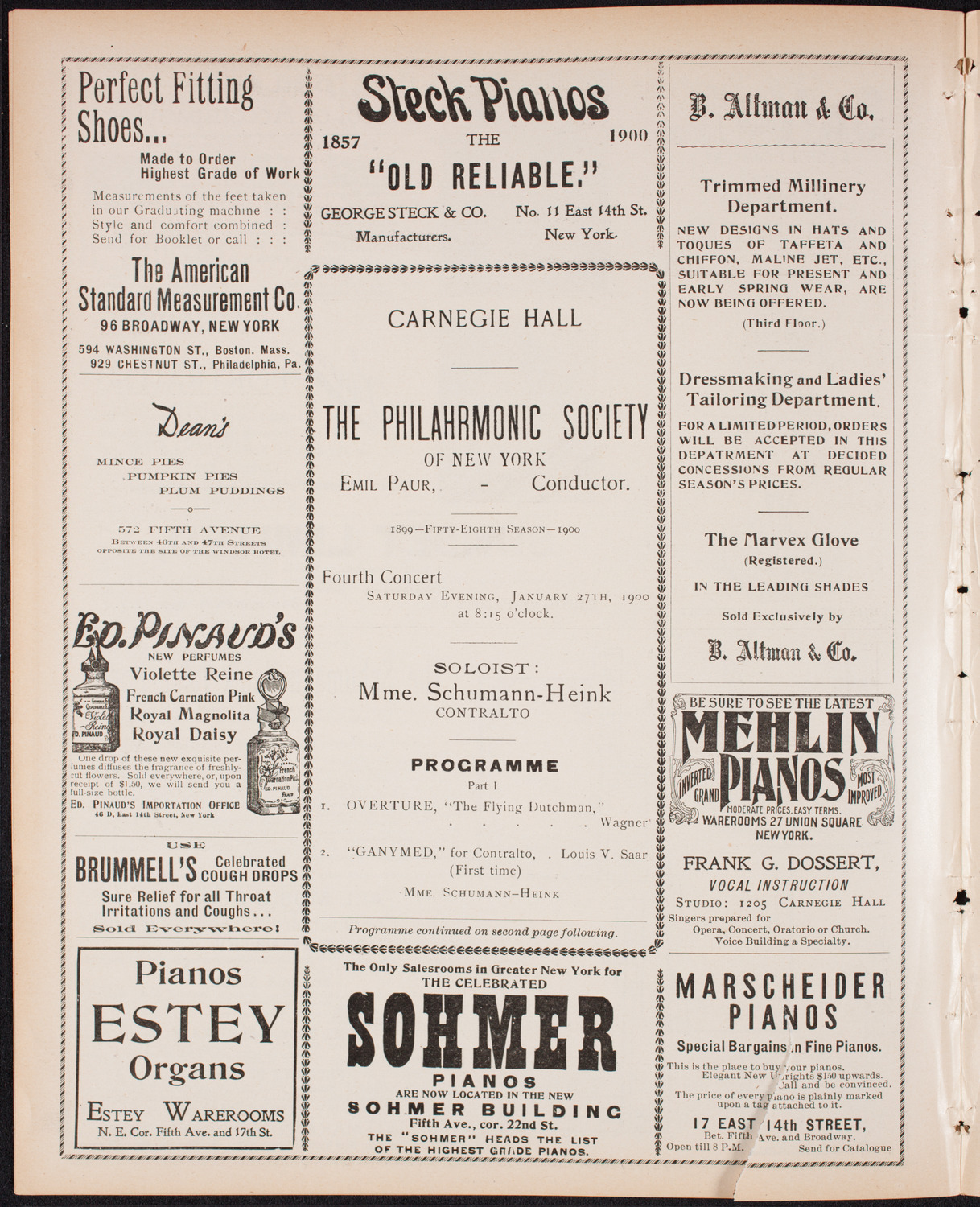 New York Philharmonic, January 27, 1900, program page 4